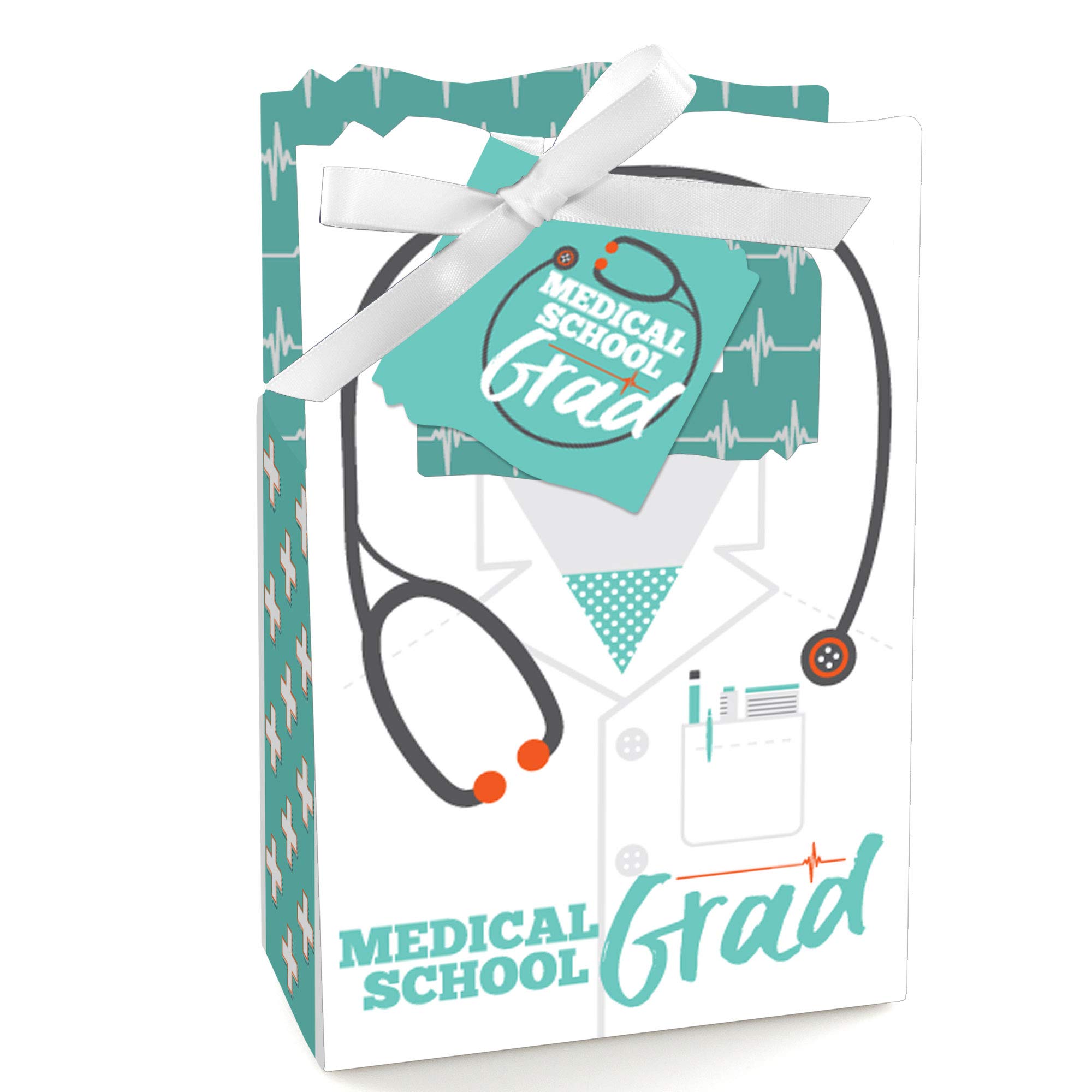 Big Dot of Happiness Medical School Graduation Party Favor Boxes - Set of 12 Doctor-Themed Gift Boxes for Graduation Celebrations, White Coat Ceremonies & Residency Parties