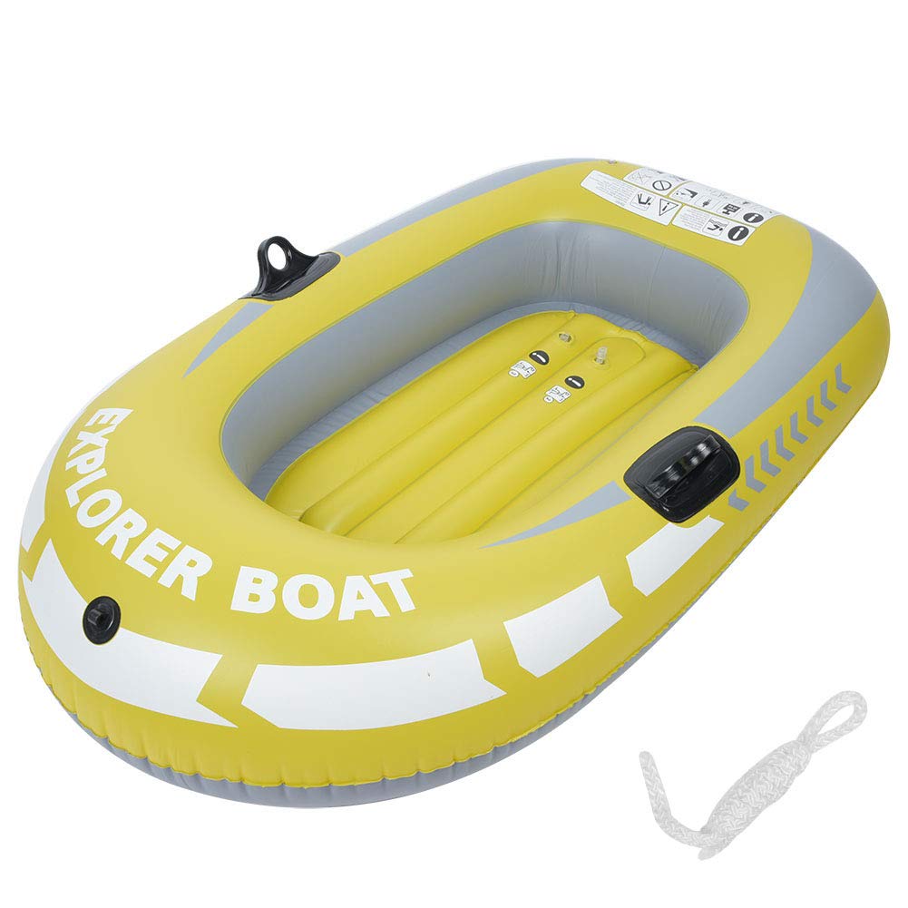 Inflatable Boat for Fishing & Kayaking - 1 Person Inflatable Raft with Oars for Diving, Swimming, Drifting & Beach Use - Portable Air Boat for Rivers, Lakes & Ocean Adventures