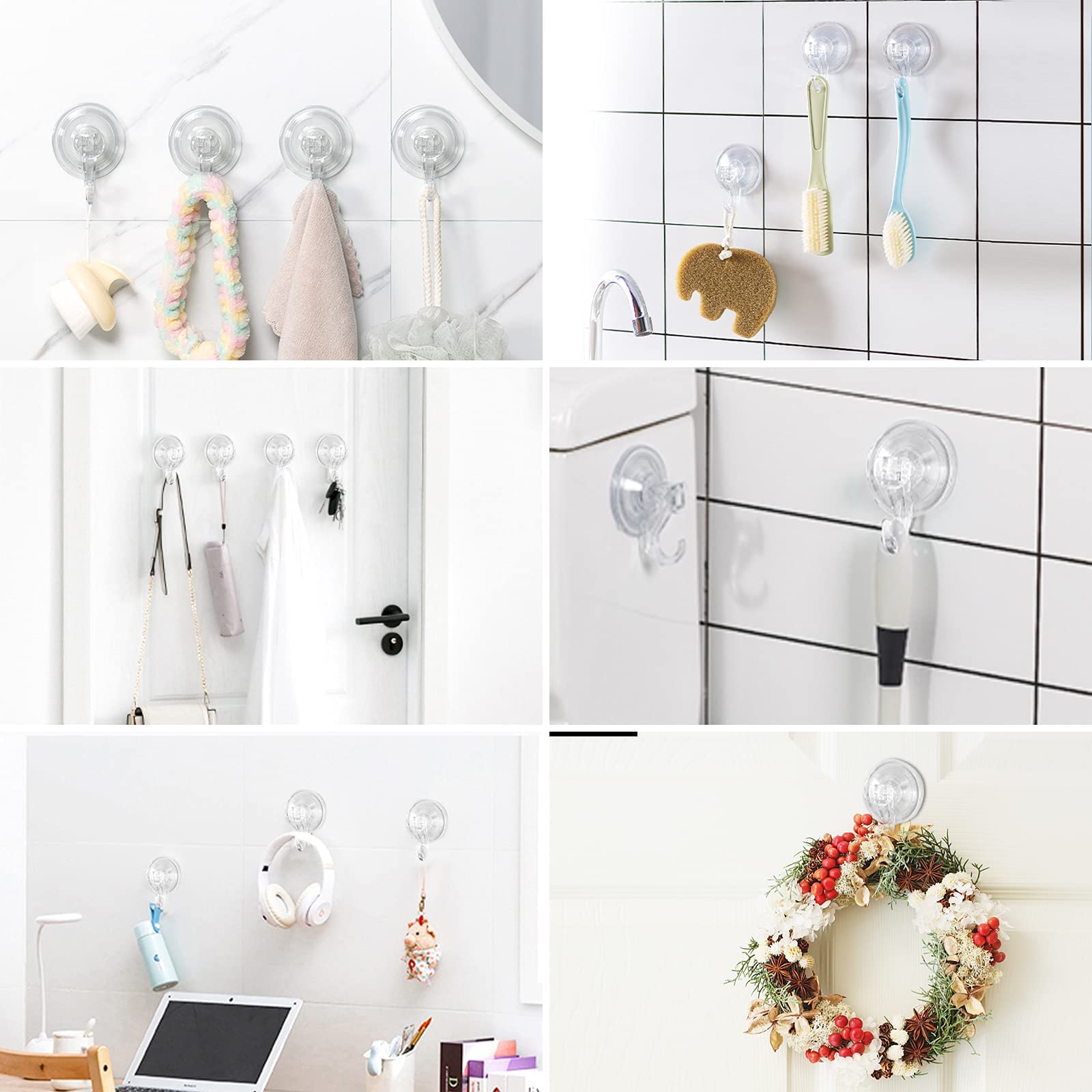 Elegear 4-Pack Heavy Duty Shower Hooks - 11 lb Capacity, Reusable Waterproof Suction Cup Hooks for Bathroom, Kitchen & Window - Perfect for Loofah, Wreaths, Towels & Organizing Shower Accessories