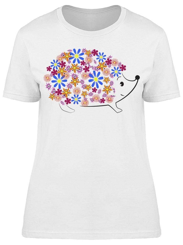 Hedgehog with Flowers Sketch Print Women's T-Shirt - Cute Animal Graphic Tee for Casual Wear & Outfits
