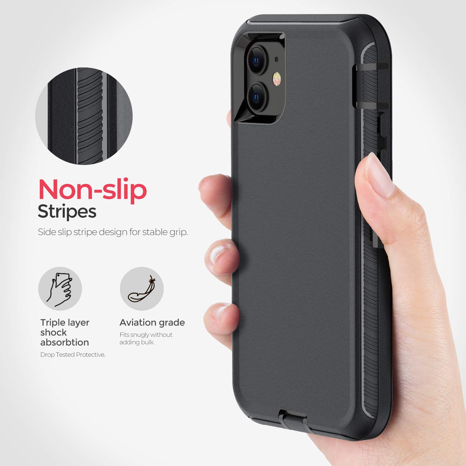 ORIbox Heavy Duty Shockproof Case with Belt Clip for iPhone 12 Mini - Anti-Fall Protective Phone Cover for Outdoor, Construction & Active Lifestyle Use