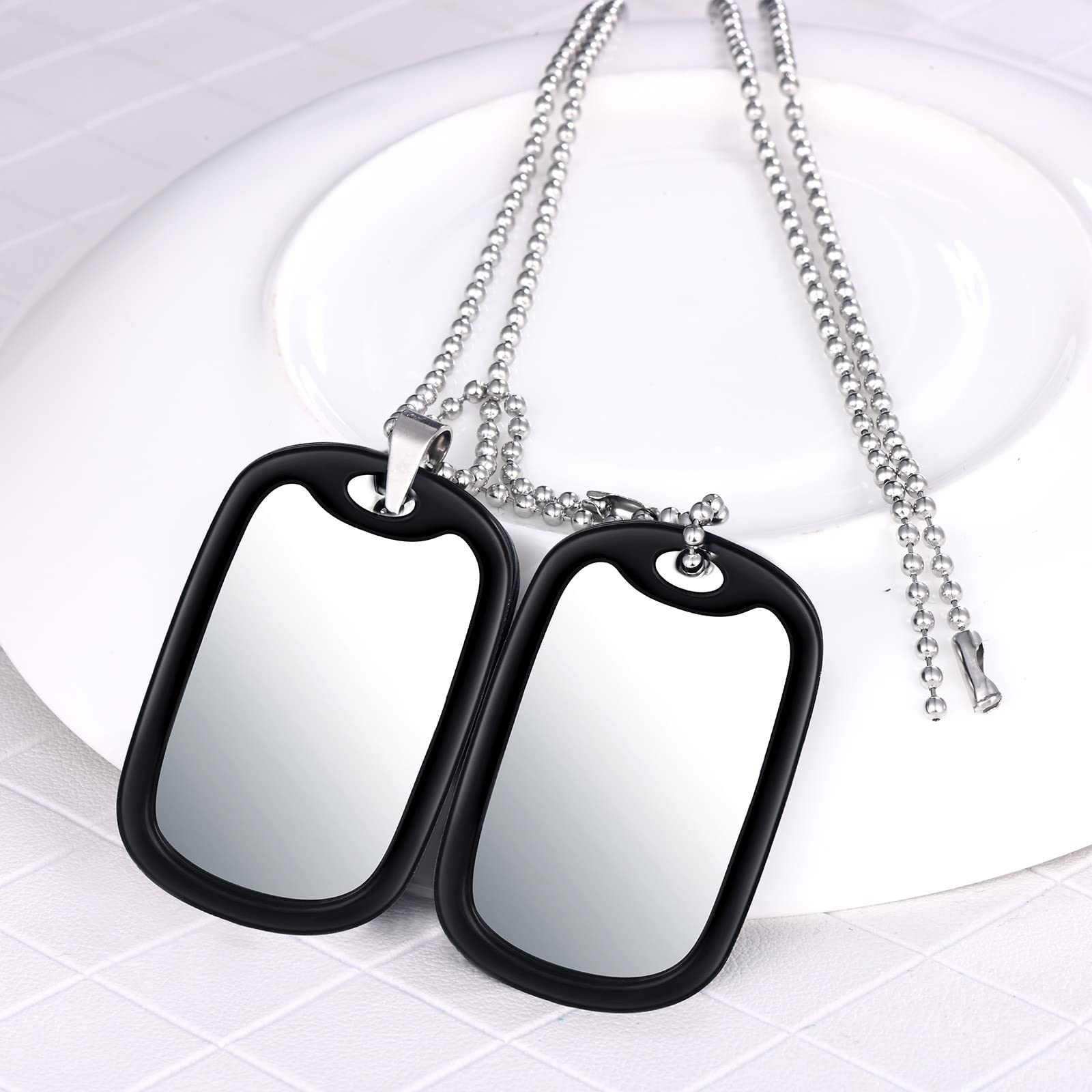 Feilok Men's Stainless Steel Dog Tag Necklace - Military Style for Outdoor & Casual Wear