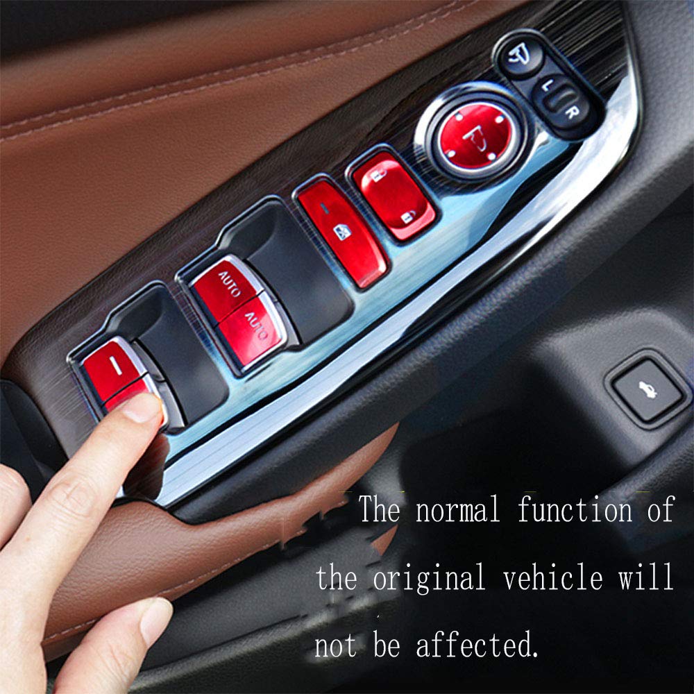 Premium Aluminum Alloy Handbrake Button Cover - Red Electronic Parking Brake Cap & P Gear Trim Accessories (2Pcs) for 2018-2023 Honda Accord - Enhances Interior Style & Protects Button from Wear