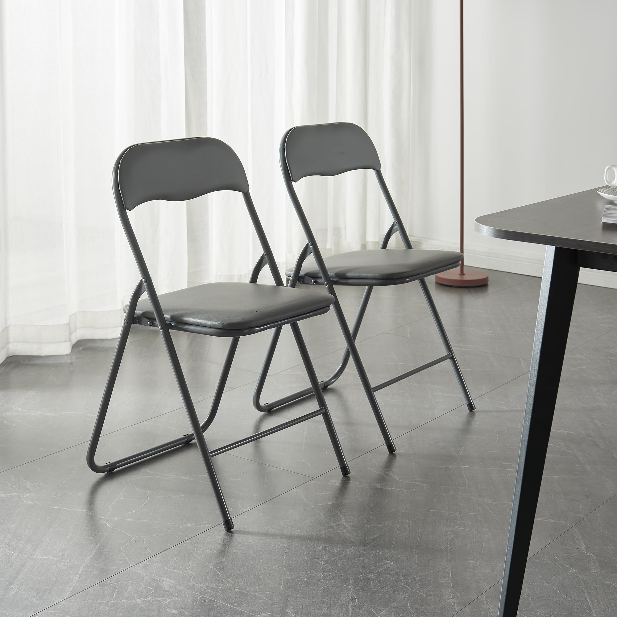 **Panana Folding Chairs with Padded Seat & Back – Heavy-Duty Metal Frame for Home, Office, Indoor & Outdoor Use – Compact & Portable (Grey, 2-Pack) – Perfect for Parties, Camping & Extra Seating**