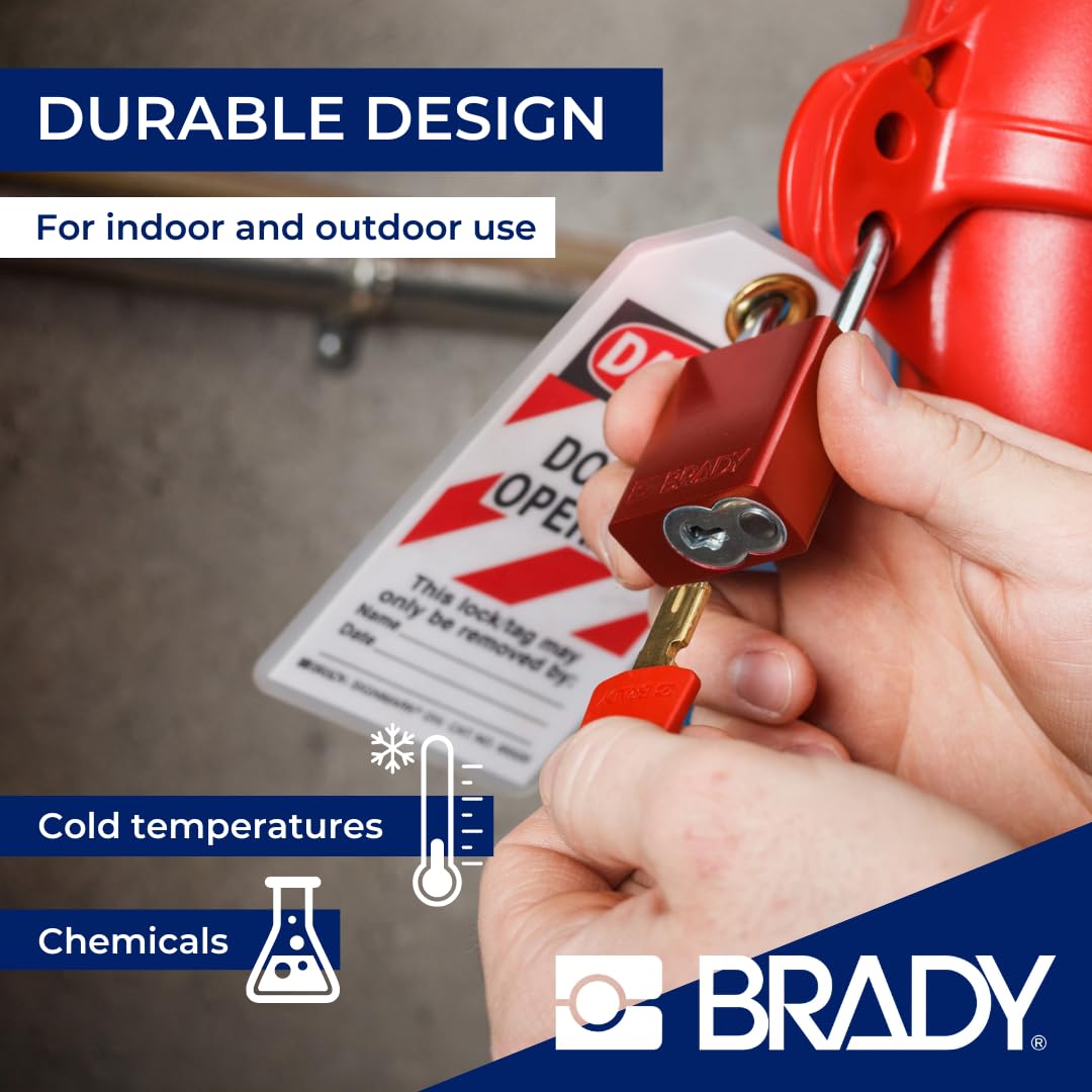 Brady SafeKey Lockout Padlock - Heavy Duty Aluminum Safety Lock with 1.5