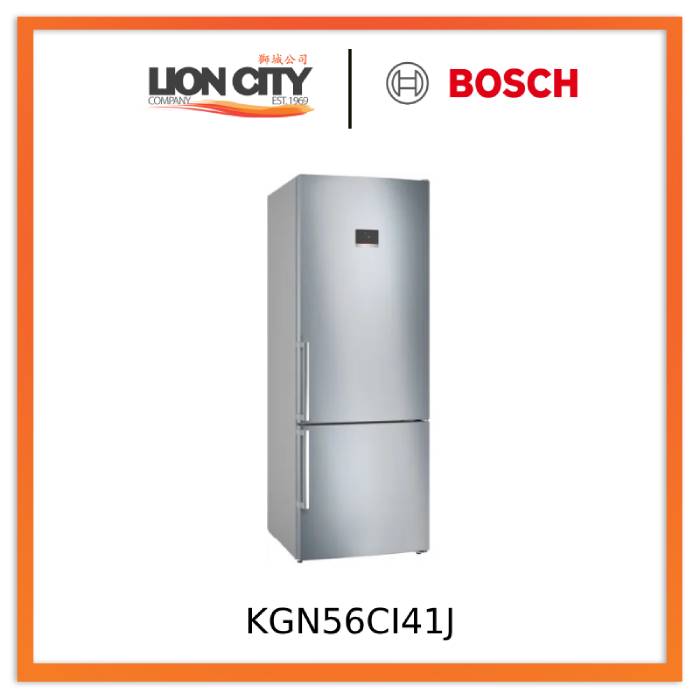 Bosch KGN56CI41J Series 4 Freestanding Refrigerator with Bottom Freezer - 193 x 70 cm Stainless Steel (Anti-Fingerprint) - Perfect for Modern Kitchens & Open-Plan Living Spaces