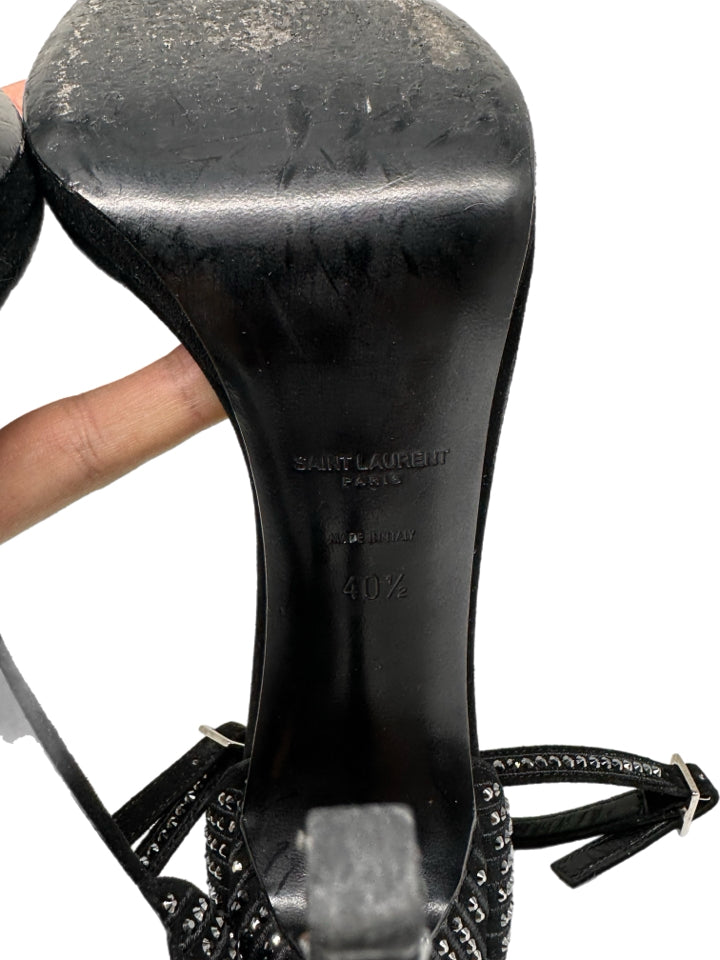 Saint Laurent Jane Black Rhinestone Embellished Stilettos Heels - Size 40.5 (US 9.5) - Luxury Designer Pumps for Women, Perfect for Evening Parties, Weddings & Special Occasions