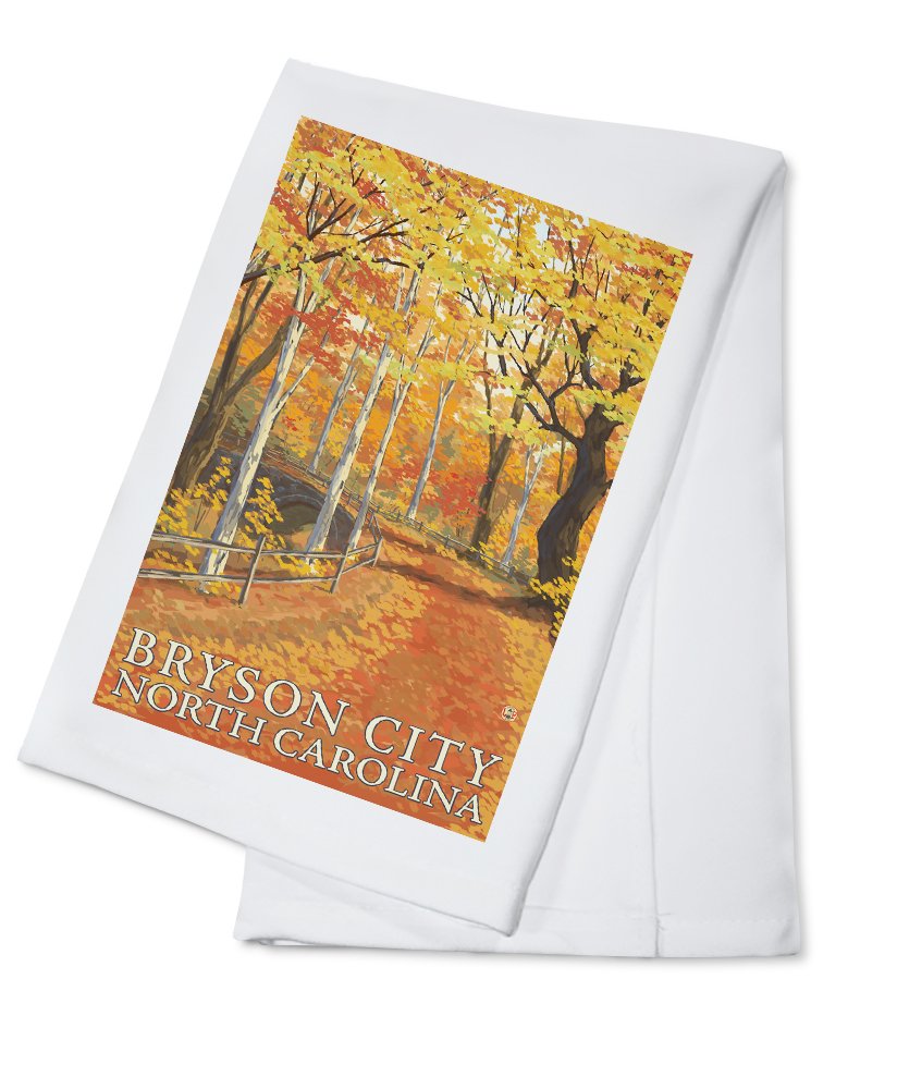 Bryson City North Carolina Fall Colors 100% Cotton Tea Towel - Decorative Hand Towel for Kitchen, Home Decor & Gift - Perfect for Drying Dishes, Decorating Farmhouse & Rustic Kitchens