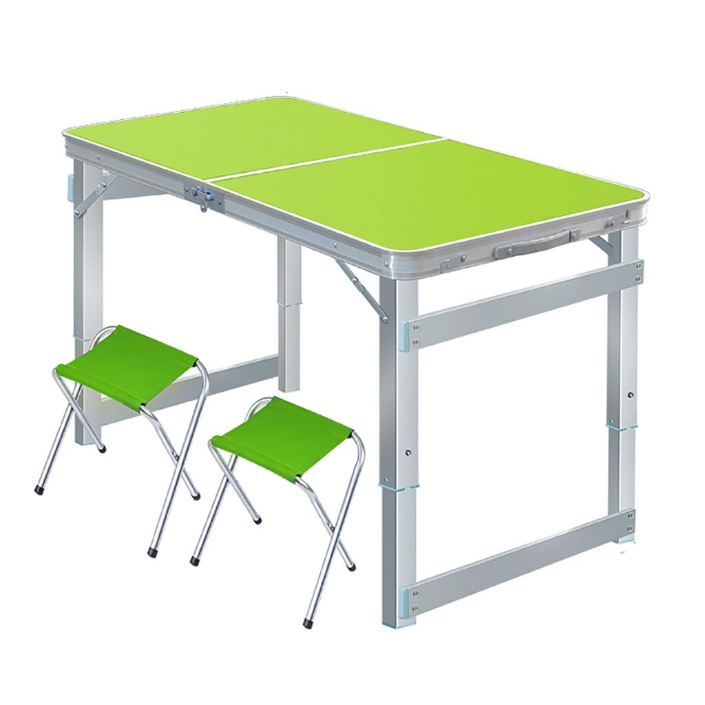 Portable Folding Table with 2 Chairs - Lightweight Outdoor Stall Table, Home Dining & Study Desk for Camping, Picnics, and Small Spaces - 3 Color Options (Color B)