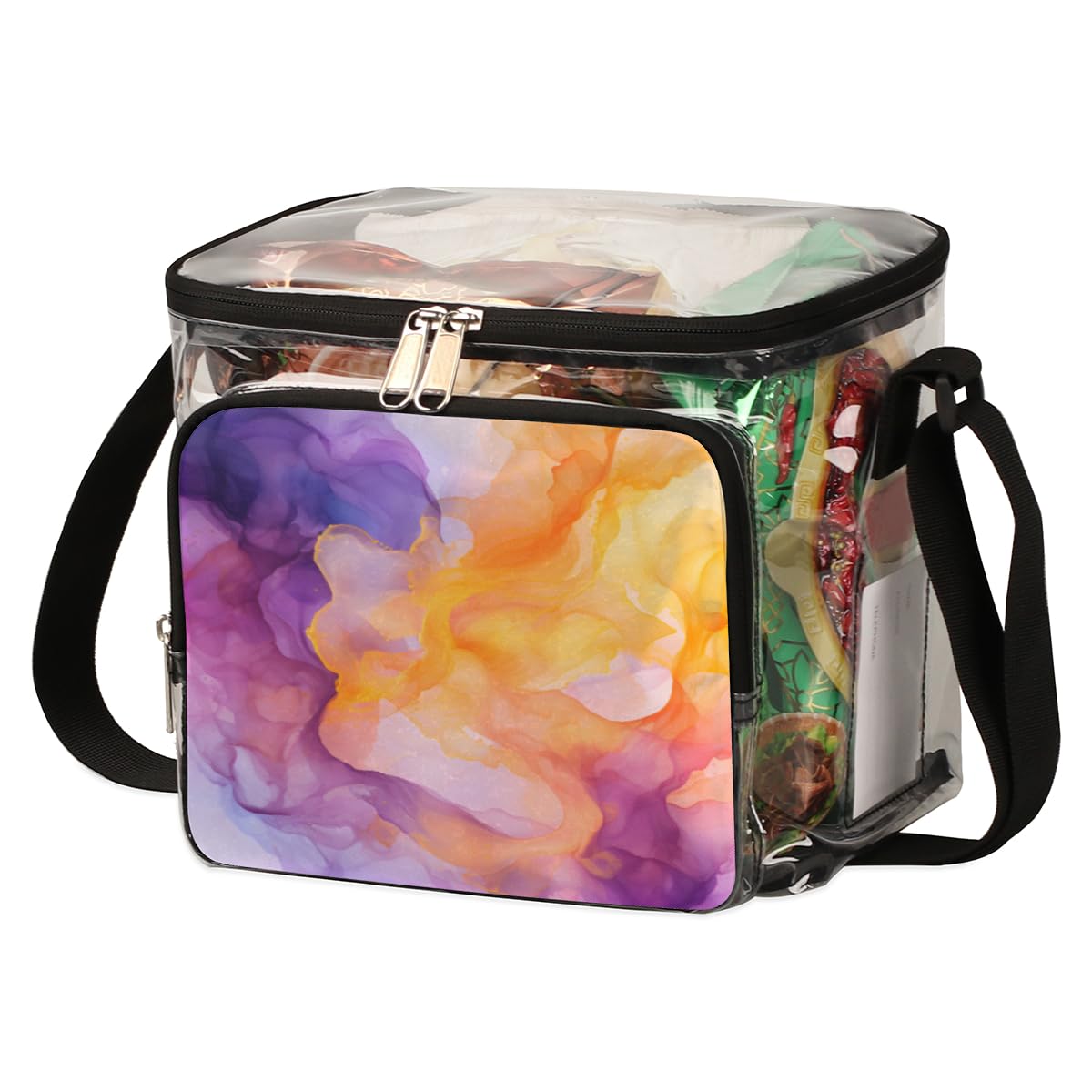 GzLeyigou Clear Transparent Tote Bag with Handles - Abstract Smoke Waves Design, Crossbody Shoulder Bag for Lunch, Outdoor, Travel, Picnic, Concerts & Sports Events | Stadium Approved Multi-Purpose Carryall for Beach Day, Music Festival, Shopping & Daily Commute