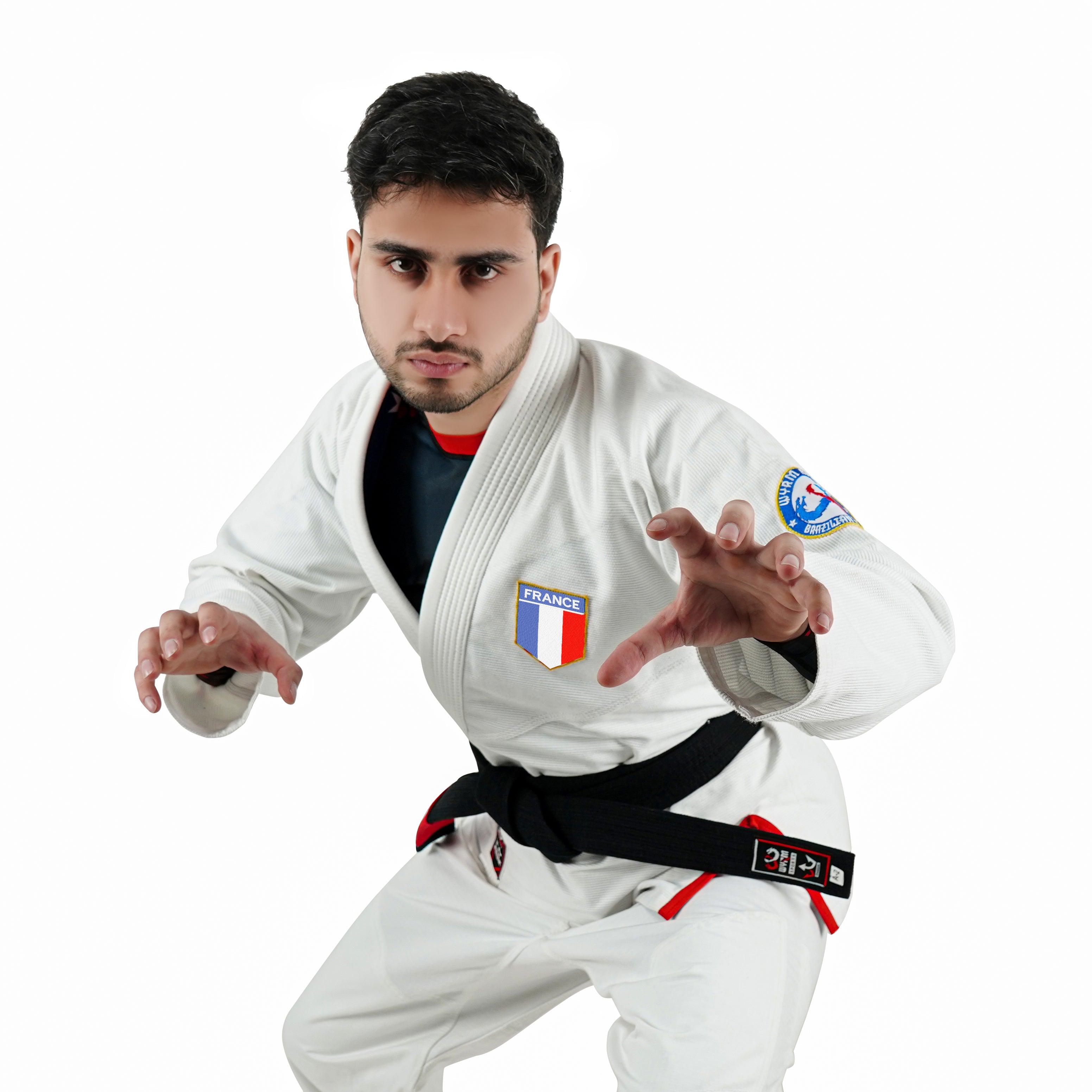 Premium French White Brazilian Jiu Jitsu Gi with Built-in Rash Guard - Lightweight & Durable BJJ Uniform for Training & Competition