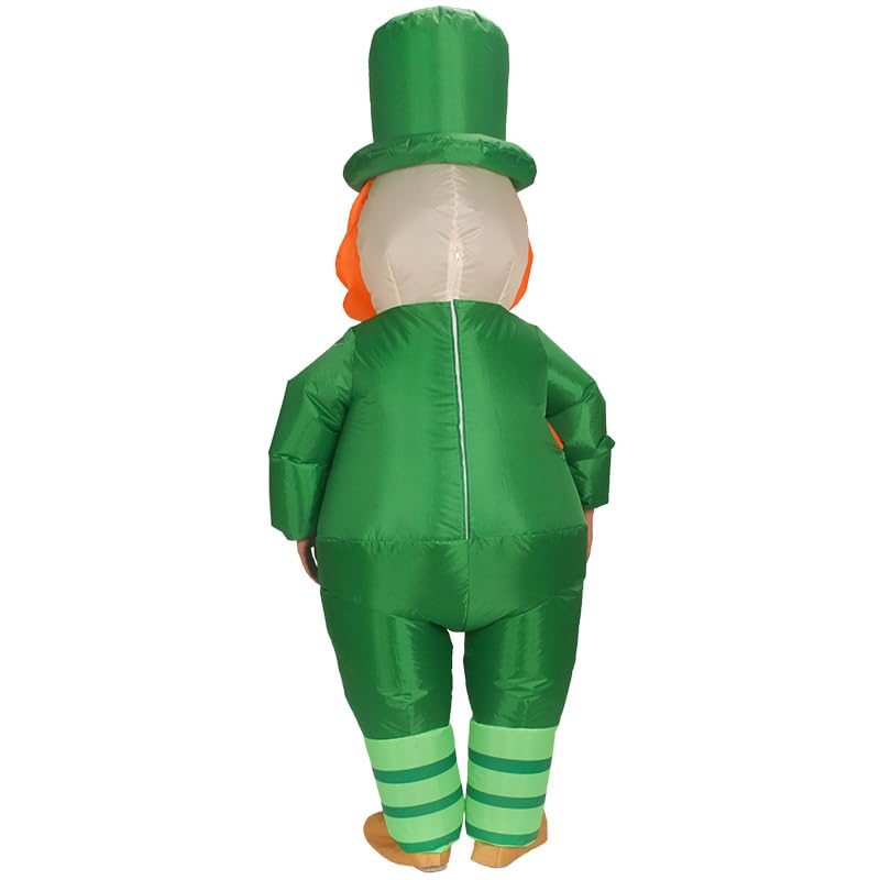 Adult Inflatable Leprechaun Costume for St. Patrick's Day - Green Blow Up Irish Outfit with Hat & Beard - Perfect for Parties, Parades & Festive Celebrations