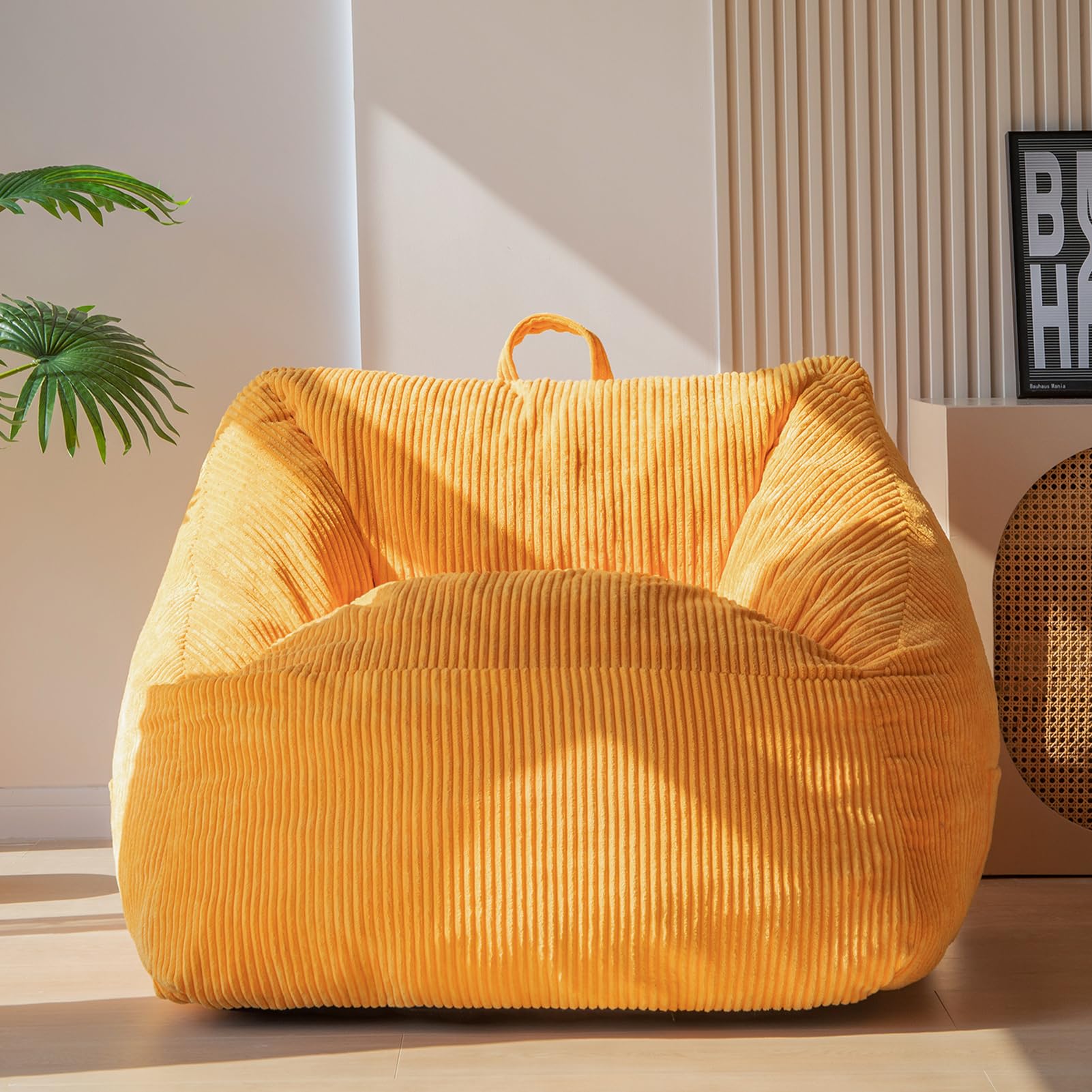 MAXYOYO Bean Bag Chair with Handle - Soft Floor Sofa for Adults, Kids & Teens - Comfortable Gaming, Reading & Relaxing Accent Chair with Pocket - Perfect for Living Room, Bedroom & Dorm