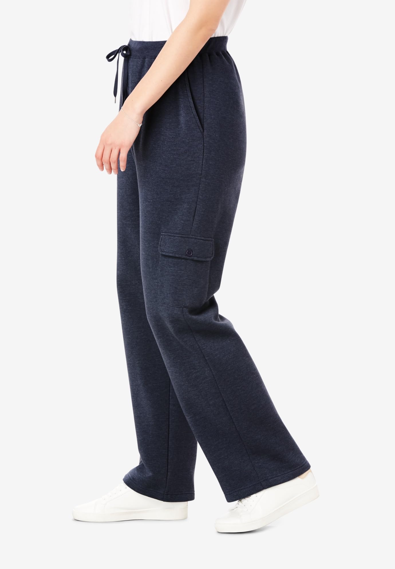 Woman Within Plus Size Better Fleece Cargo Sweatpant for Women - Comfortable & Stylish (Petite & Tall Sizes Available) - Perfect for Lounge, Yoga, Travel & Casual Wear