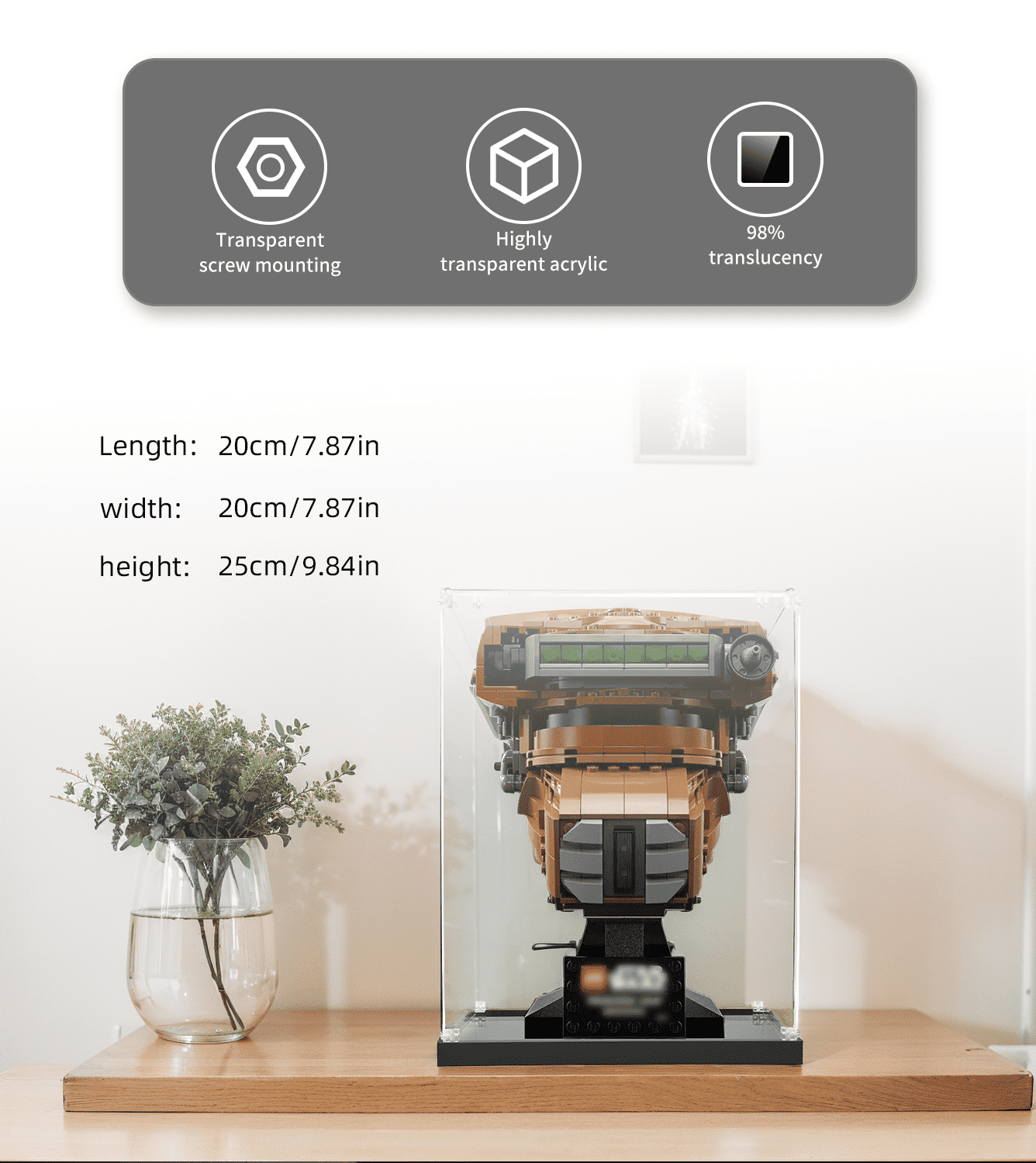 LEGO Star Wars Princess Leia (Boushh) Helmet 75351 Display Case - Premium Acrylic Showcase for Collectible LEGO Sets - Perfect for Home Decor, Office Display & Gift for Star Wars Fans