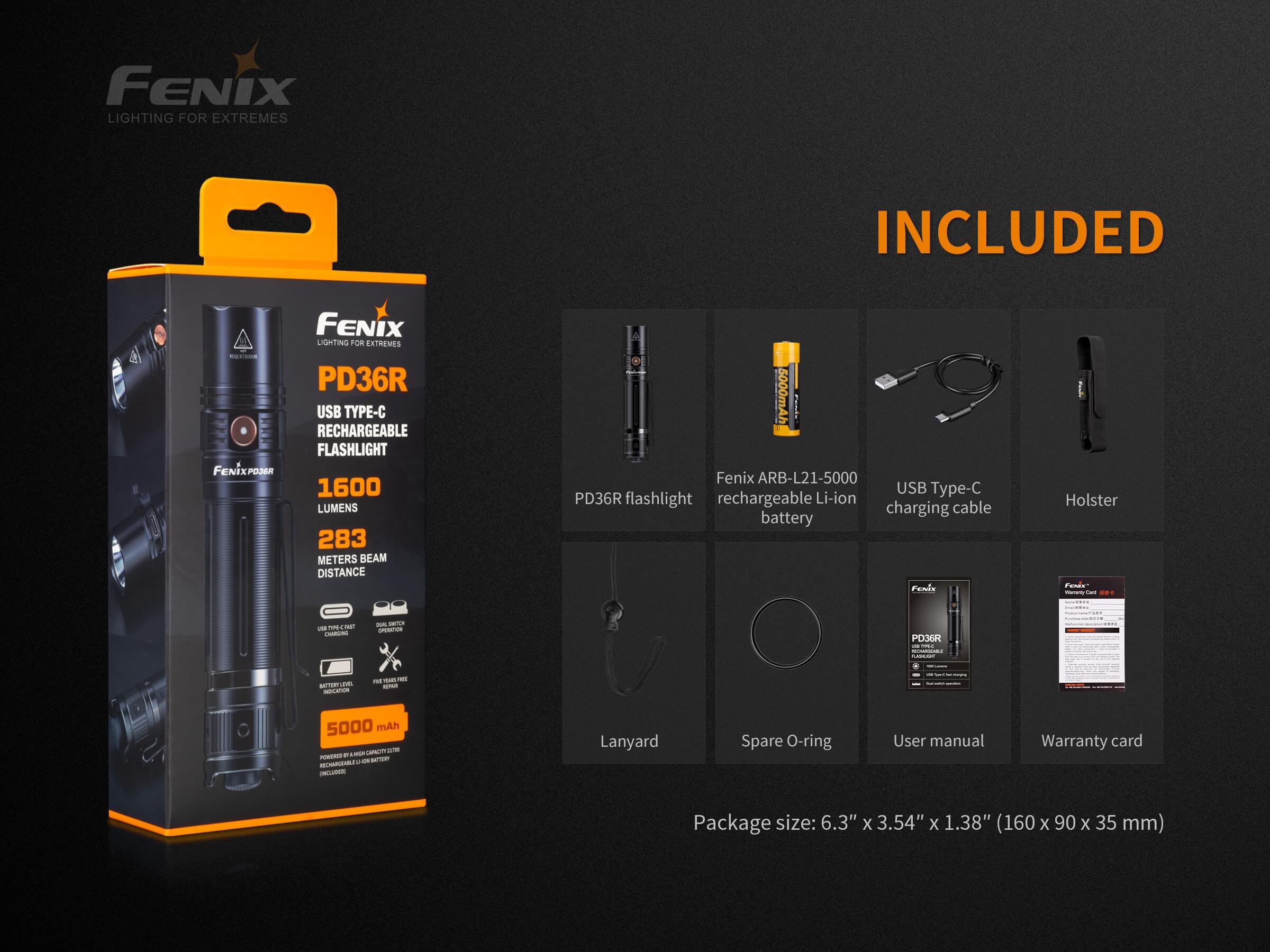 Fenix PD36R Tactical LED Flashlight - 2000 Lumens, USB-C Rechargeable, Waterproof for Outdoor, Camping, Hiking & Emergency Use