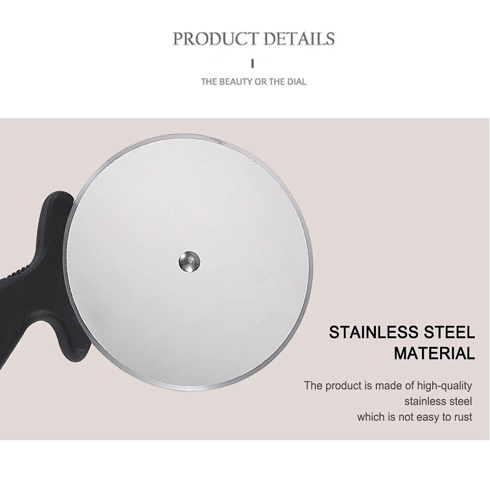 Premium Stainless Steel Pizza Cutter Wheel - Super Sharp Blade with Ergonomic Non-Slip Handle - Dishwasher Safe & Easy to Clean - Perfect for Cutting Pies, Dough, Cookies - 3-Piece Set (Black) - Ideal for Home Kitchens, Pizza Parties & Baking Enthusiasts