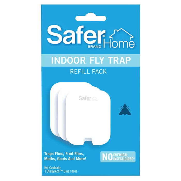 Safer Home Indoor Fly Trap Refill Glue Cards - Sticky Traps for House Flies, Fruit Flies & Gnats | Non-Toxic Pest Control for Kitchen, Bedroom & Office