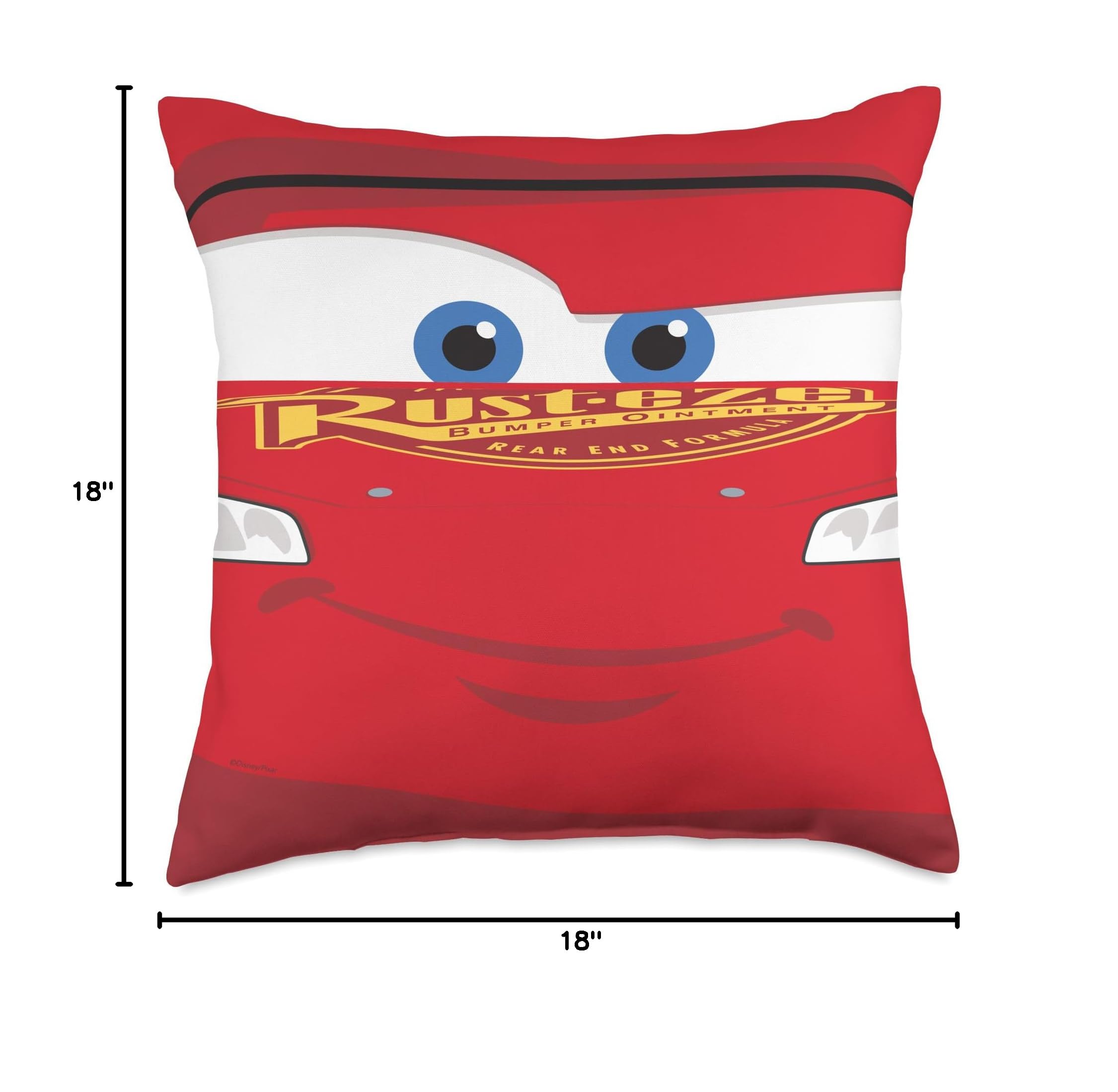 Disney PIXAR Cars Lightning McQueen Throw Pillow - Soft Decorative Cushion for Kids Bedroom, Living Room & Car Seat