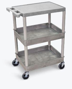 3-Tier Gray Utility Cart with Wheels - Heavy Duty Rolling Storage Organizer for Kitchen, Bathroom, Office or Garage