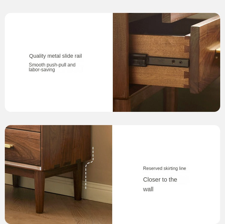 Solid Black Walnut Wood Nightstand - Bedside Table with Drawer for Bedroom Furniture, Modern Home Decor & Storage Solution