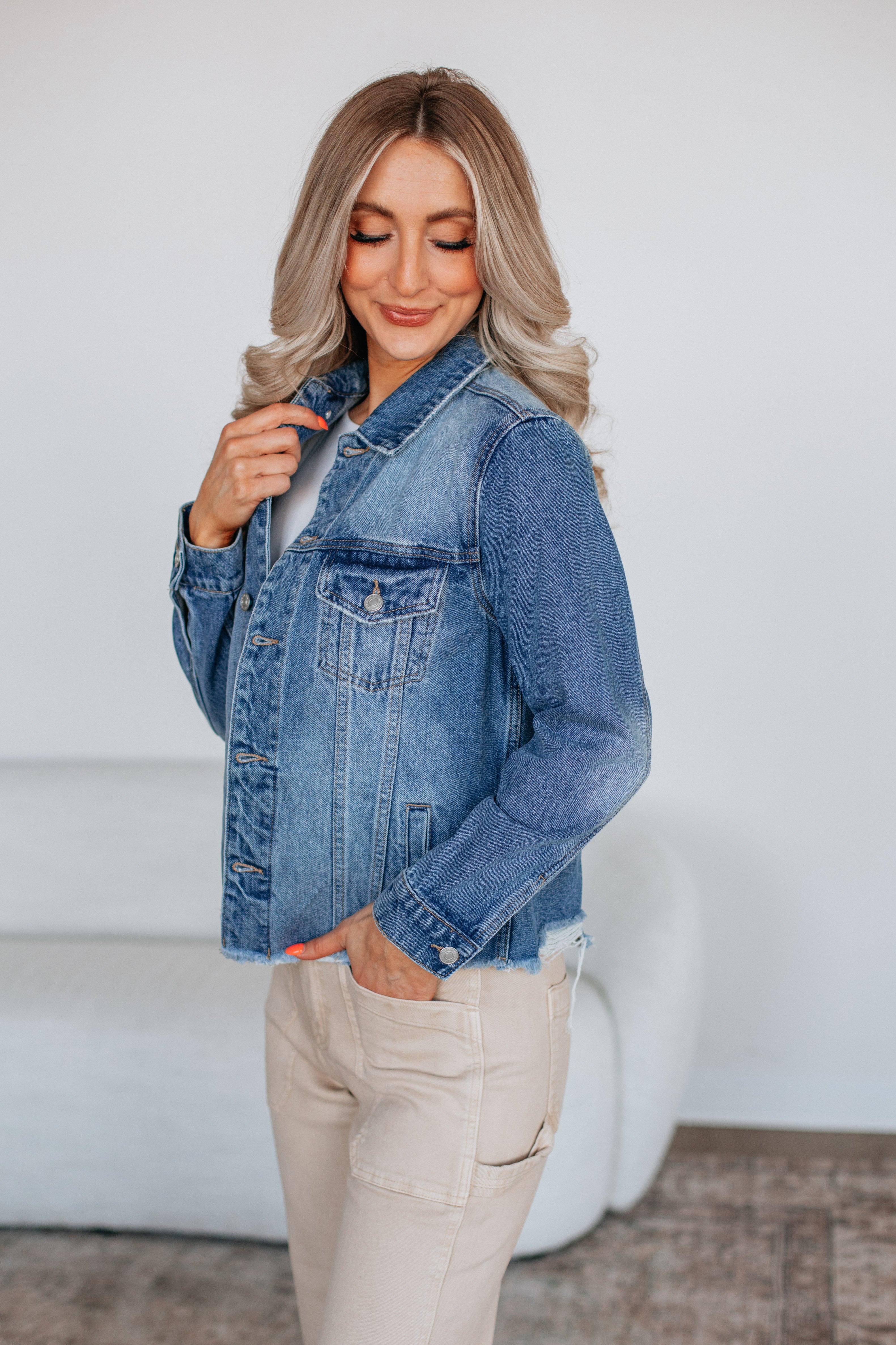Hugo Mica Denim Jacket for Men - Medium Wash Distressed Vintage Style - Perfect for Casual Outfits & Streetwear Fashion