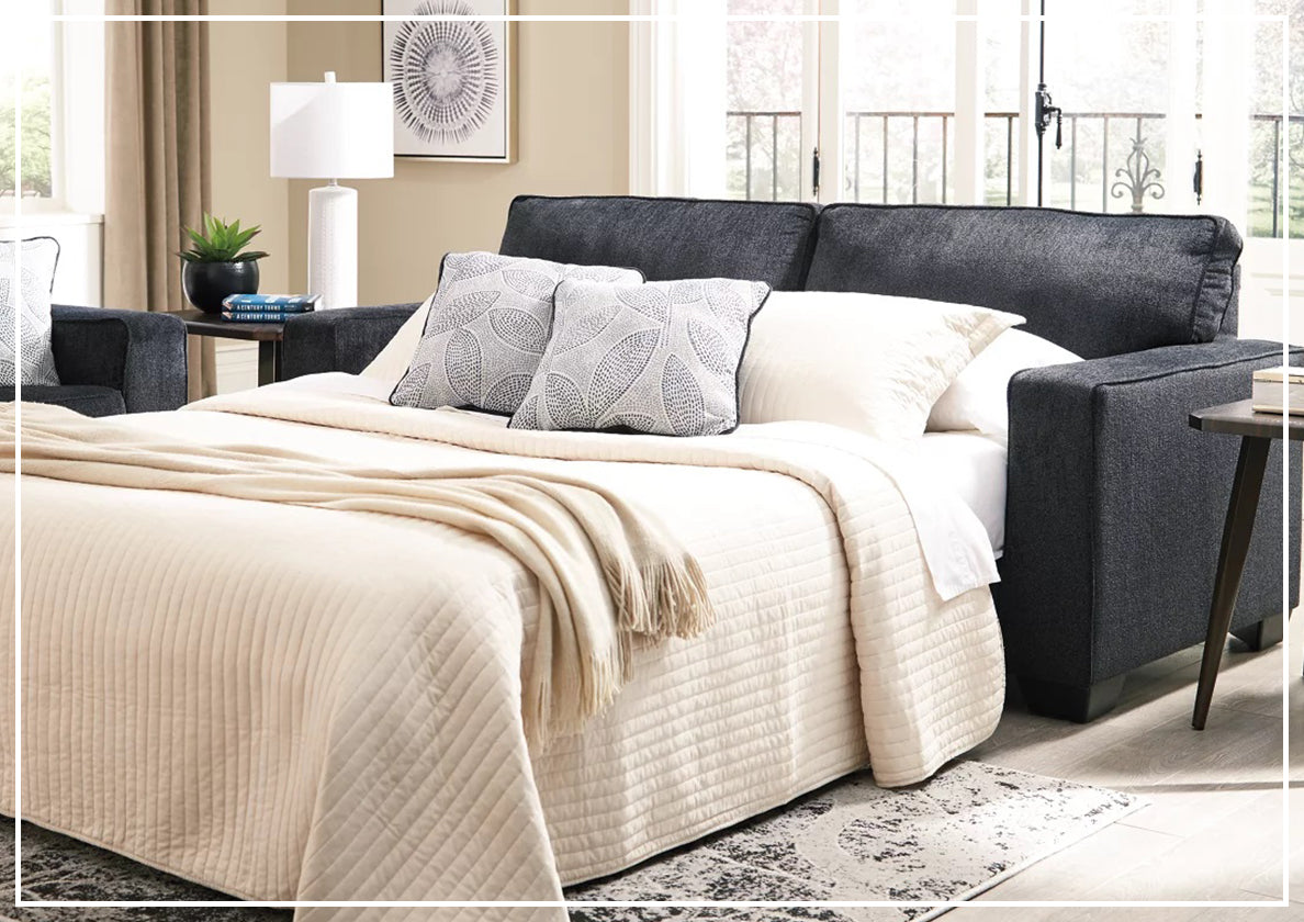 Gio Italia Aster Queen Size Fabric Sofa Sleeper - Light & Dark Color Options | Comfortable Convertible Sofa Bed for Living Room, Guest Room & Small Spaces