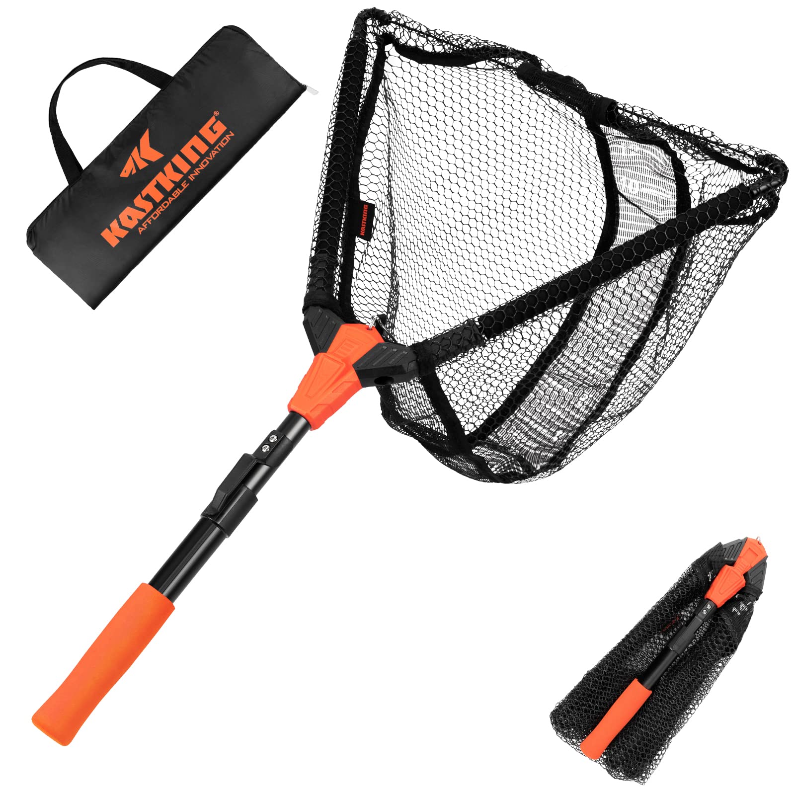 KastKing Pontus Foldable Lightweight Freshwater Fishing Net with Aluminum Handle & Fish-Friendly Mesh - Built-in Length Scale for Safe Catch & Release - Perfect Fishing Gift for Men - Ideal for Trout, Bass & Fly Fishing