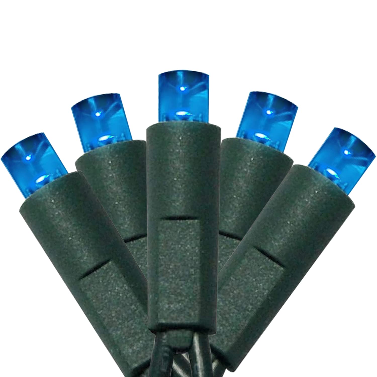 UL Listed 50-Count 5MM Wide Angle LED Christmas Lights Set - Outdoor Mini LED String Lights for Halloween, Christmas, Garden, Patio & Tree Decorations (17ft Green Wire, Blue) - Perfect for Holiday Parties, Backyard Lighting & Festive Home Decor