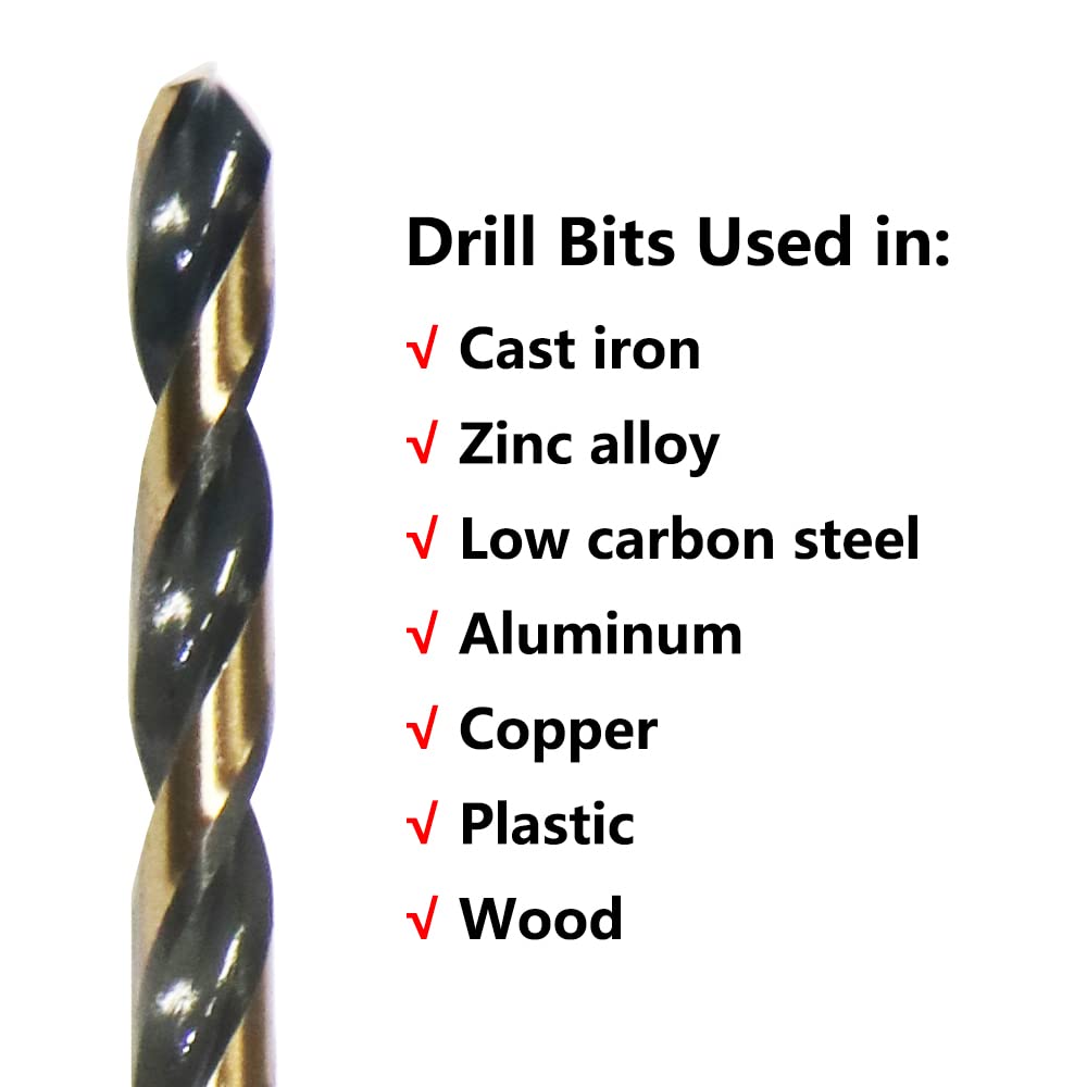 Premium HSS Twist Drill Bits Set - 24 Pcs Black & Gold Coated Jobber Drill Bits (7/64 Inch) for Metal Working - Perfect for Mild Steel, Copper, Aluminum & Zinc Alloy - Ideal for DIY Projects, Home Repairs & Professional Metal Fabrication