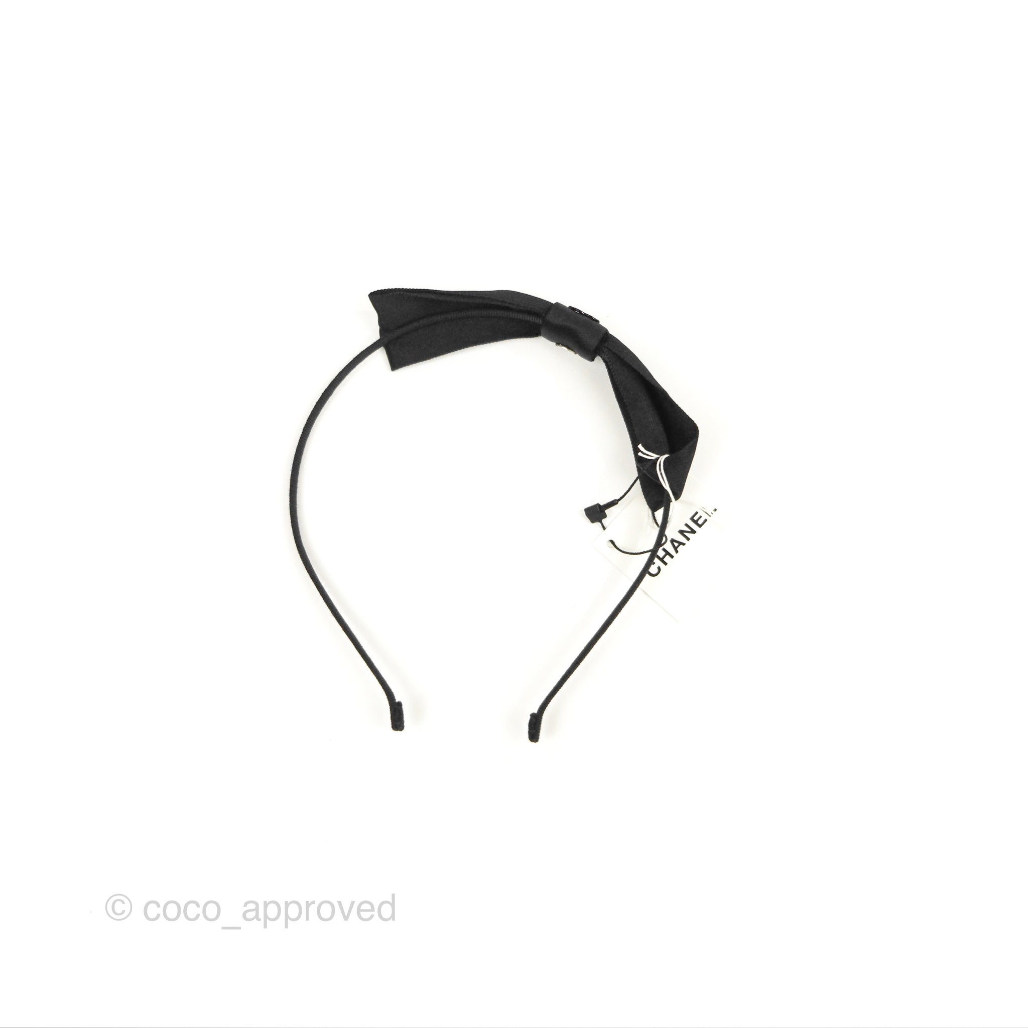 Chanel CC Silk Ribbon Bow Hair Band Black 23P - Elegant Hair Accessory for Women | Perfect for Weddings, Parties & Special Occasions