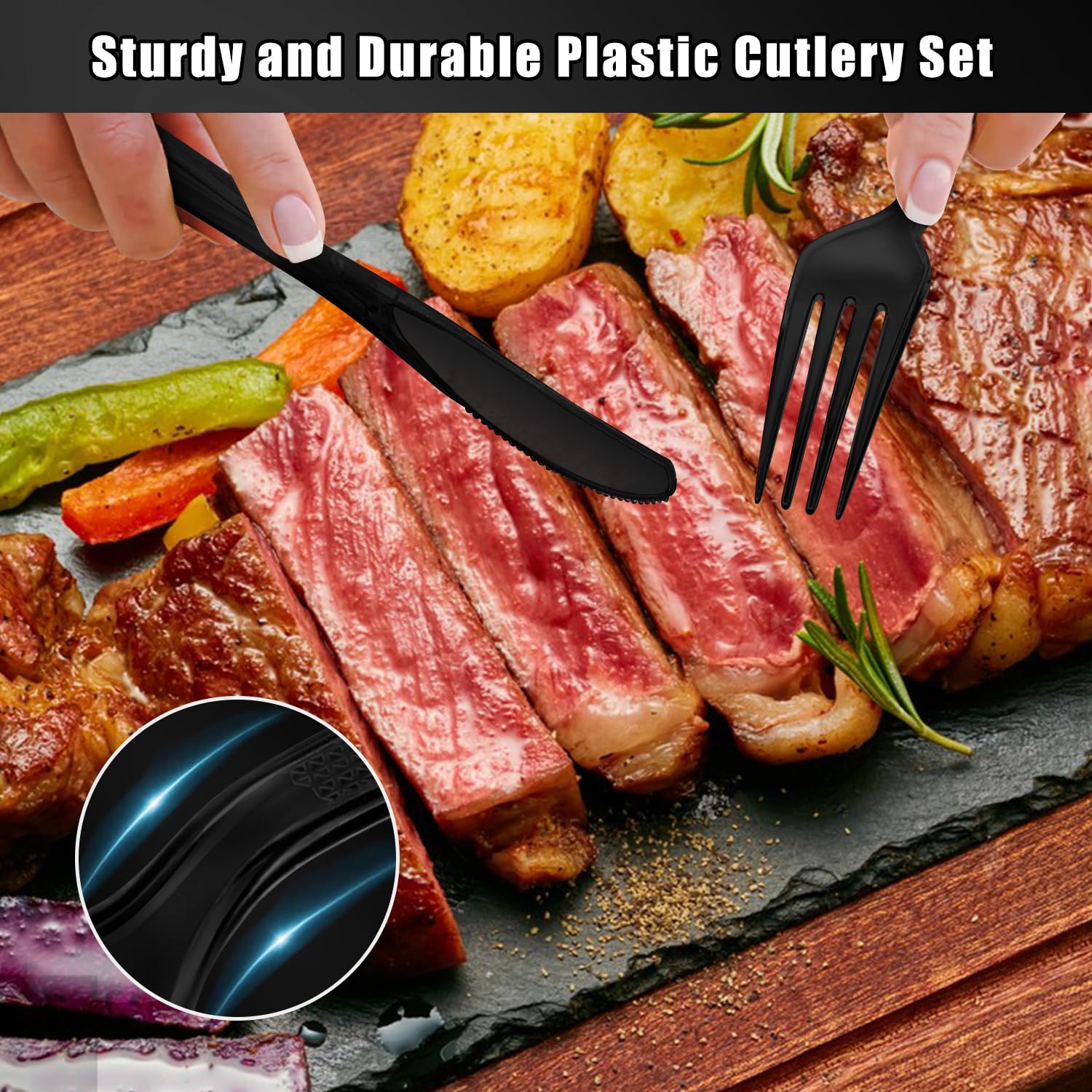 90-Piece Disposable Plastic Cutlery Set - Black Plastic Utensils for Wedding, Catering & Parties (30 Forks, 30 Spoons, 30 Knives) - Perfect for Outdoor Events, Picnics & Large Gatherings