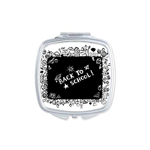 DIYthinker Portable Double-Sided Blackboard Mirror - Compact Pocket Makeup Mirror with School-Style Graffiti Outline for Home, Office & Travel