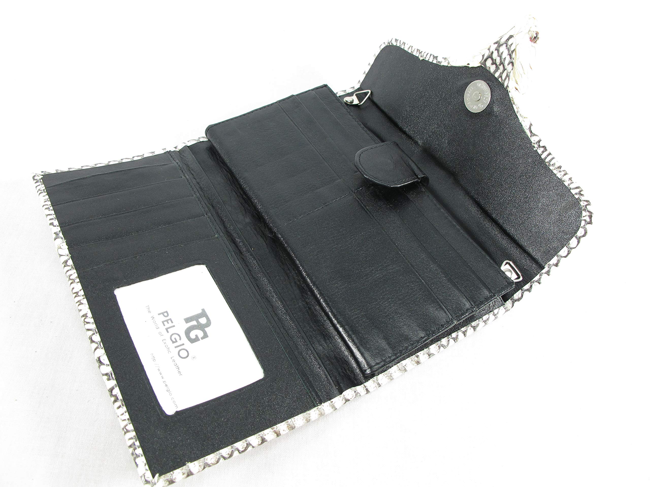 Genuine Cobra Snake Skin Leather Women's Trifold Clutch Wallet Purse with Head - Exotic Natural Reptile Skin Handbag for Evening Parties, Date Nights & Luxury Fashion Accessories