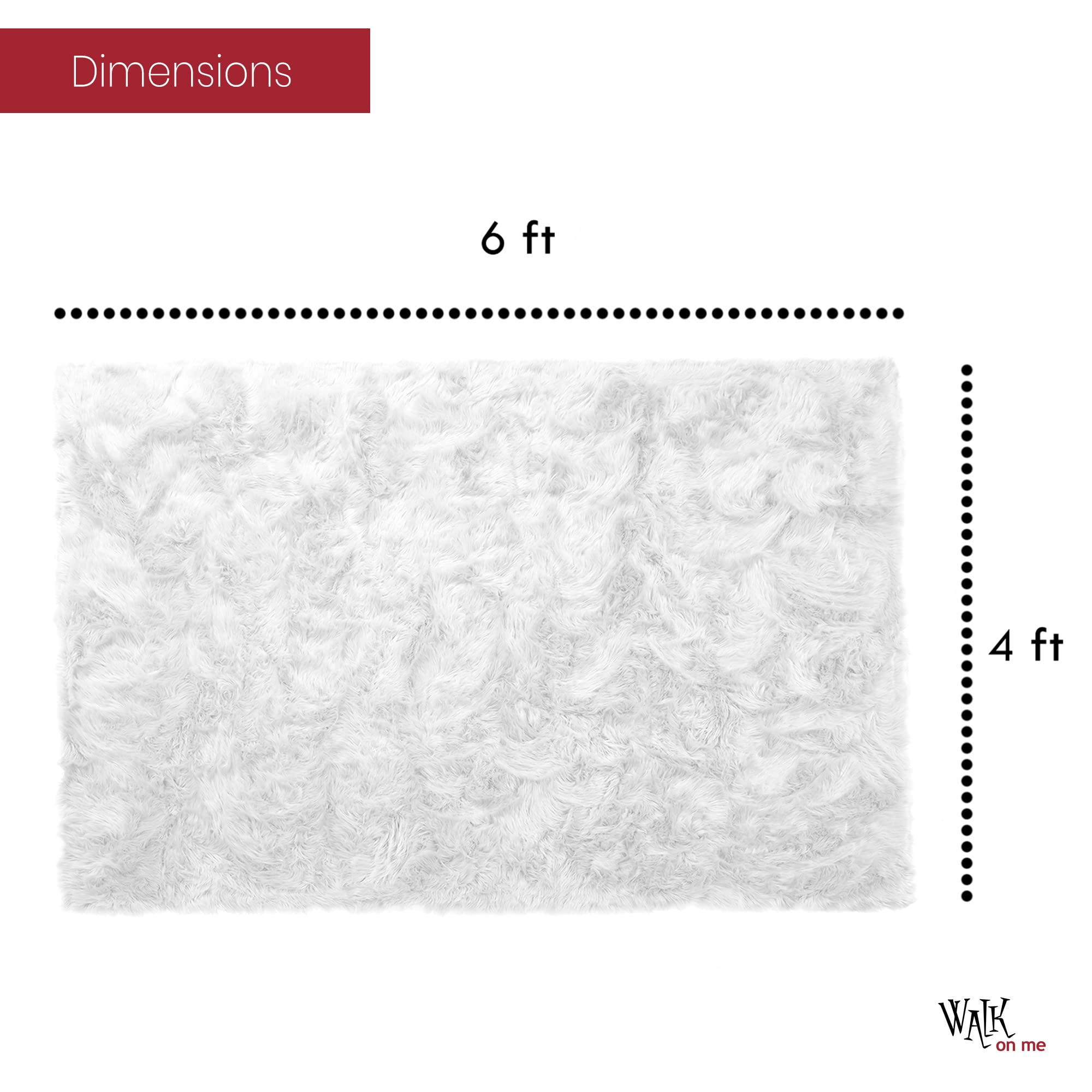 4x6 ft White Fluffy Faux Fur Rug - Soft Silky Sheepskin Area Rug for Living Room, Bedroom, Nursery | Non-Slip Backing & Machine Washable | Cozy Home Decor for Winter, Family Room & Kids Play Area