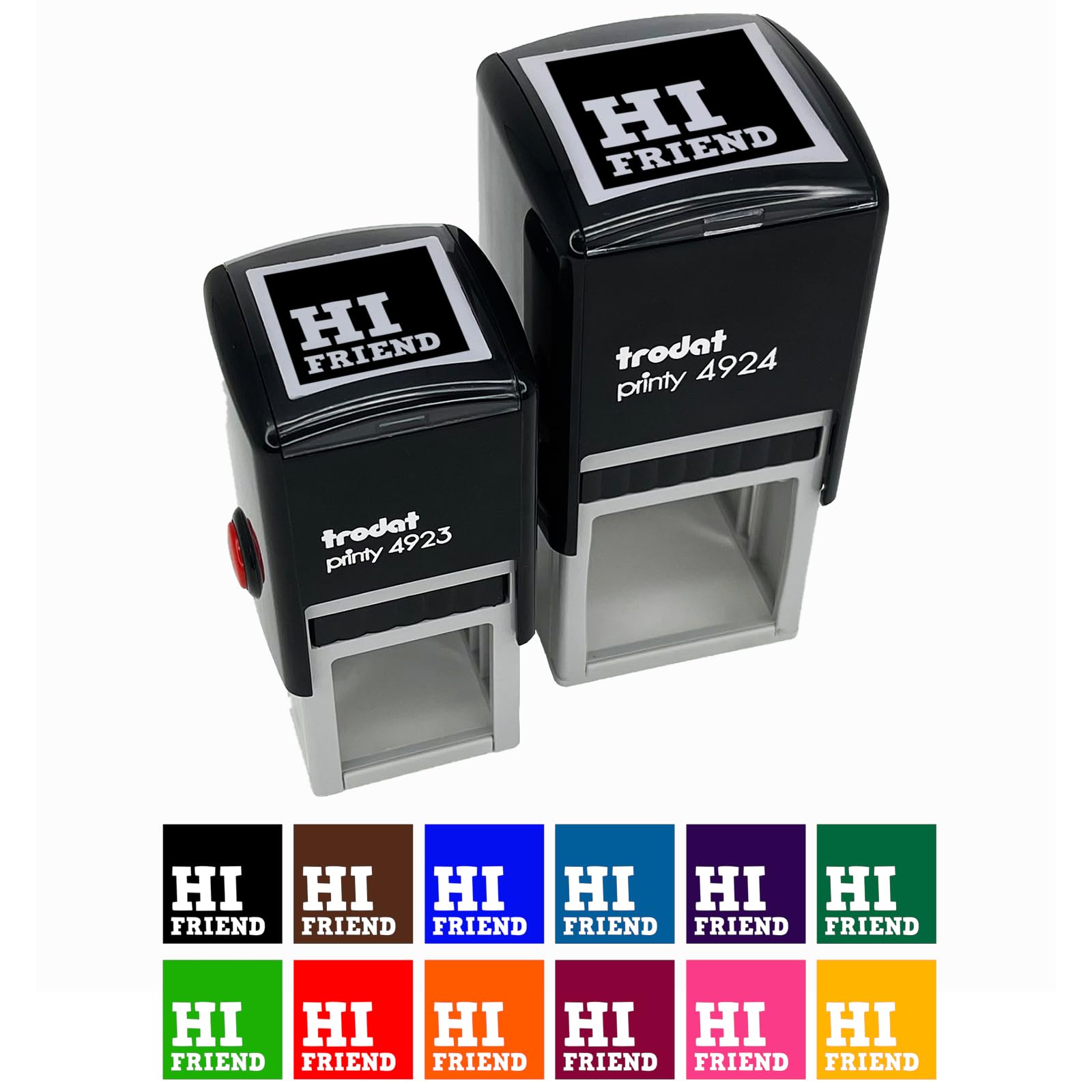 Hi Friend Reversed Text Self-Inking Rubber Stamp - 1 Inch Small Stamp with Blue Ink - Perfect for Crafting, Scrapbooking, and Office Document Marking