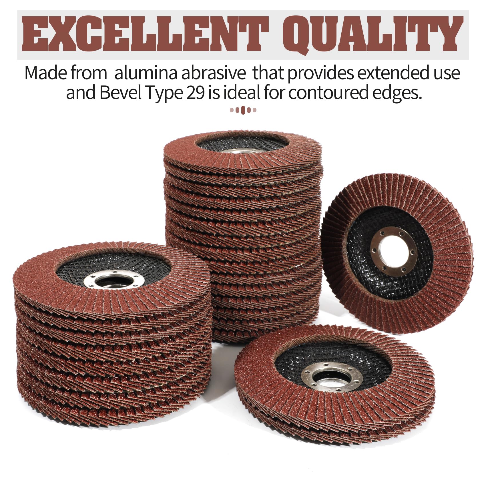 4.5 Inch Flap Discs for Angle Grinder - 40 PCS Aluminum Oxide Abrasive Wheels (40/60/80/120 Grit, Type 29) - Perfect for Metal Grinding, Wood Sanding & Surface Preparation