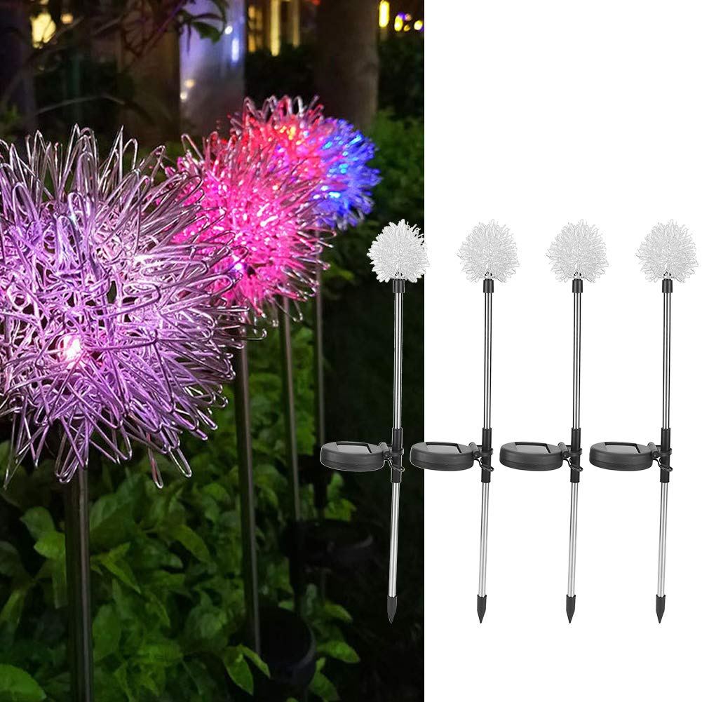 01 Solar Pathway Lights - 4PCS Outdoor Solar Garden Lights with Flower Design for Backyard, Walkway & Lawn Decor | Waterproof Solar Powered Landscape Lighting for Patio, Yard & Garden Decoration