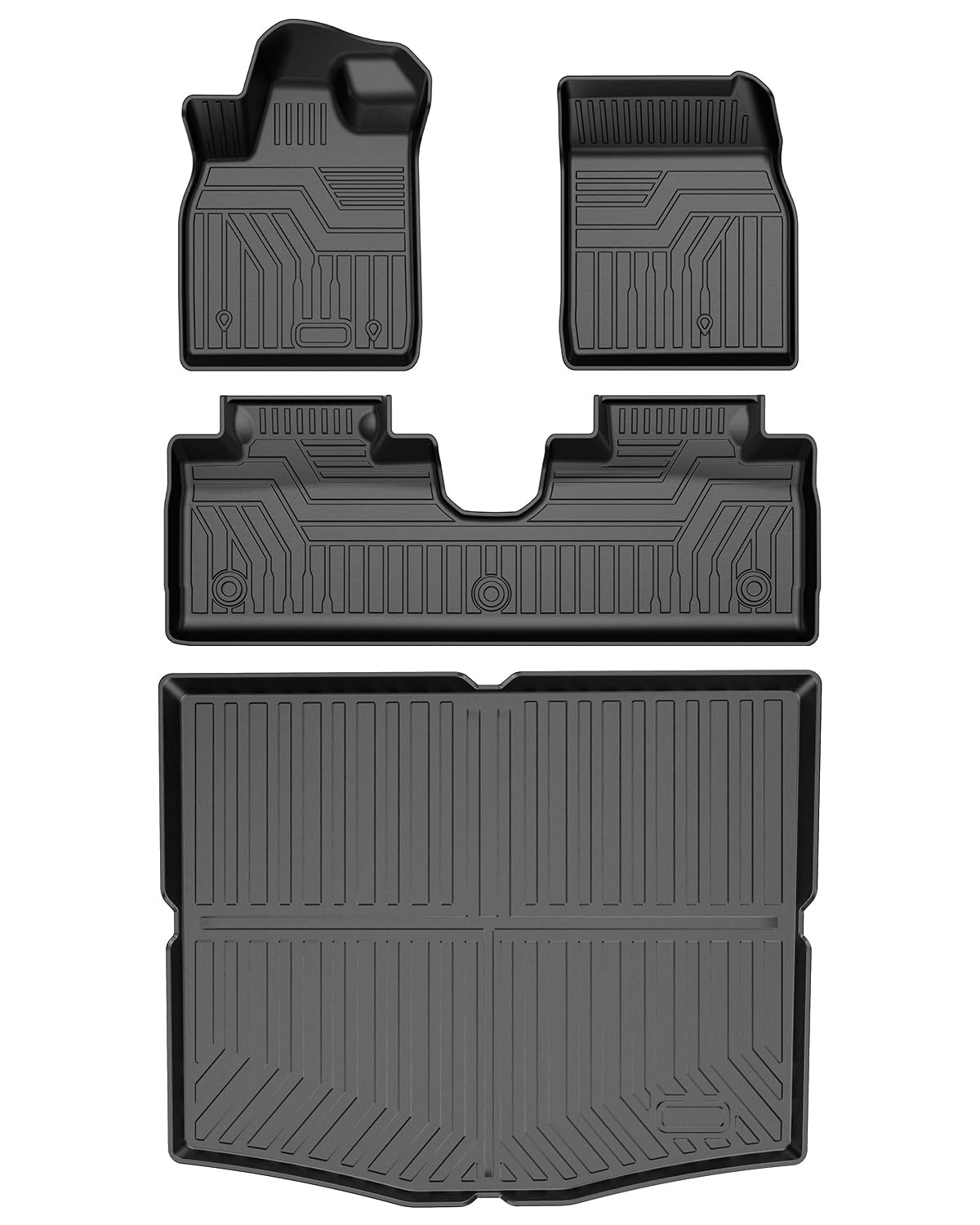 Mixsuper All-Weather Floor Mats & Cargo Liner Set for 2021-2024 Ford Mustang Mach-E - Heavy Duty Black Interior Protection (Perfect for Daily Commutes, Road Trips & Outdoor Adventures)