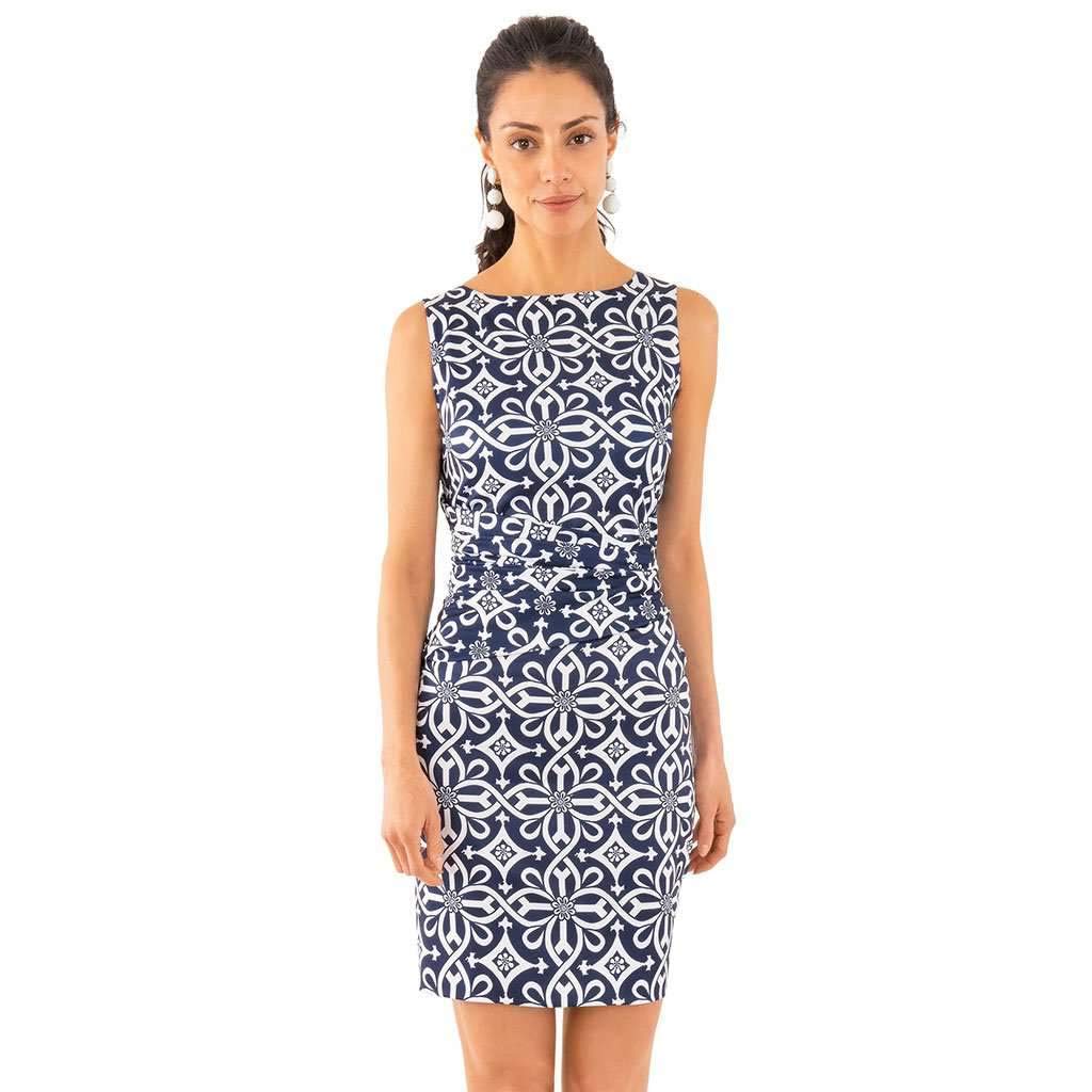 Gretchen Scott Women's Jersey Corset Dress - X-Large, Navy & White Stripes - Comfortable Stretchy Bodycon Dress for Date Night, Cocktail Party & Special Occasions