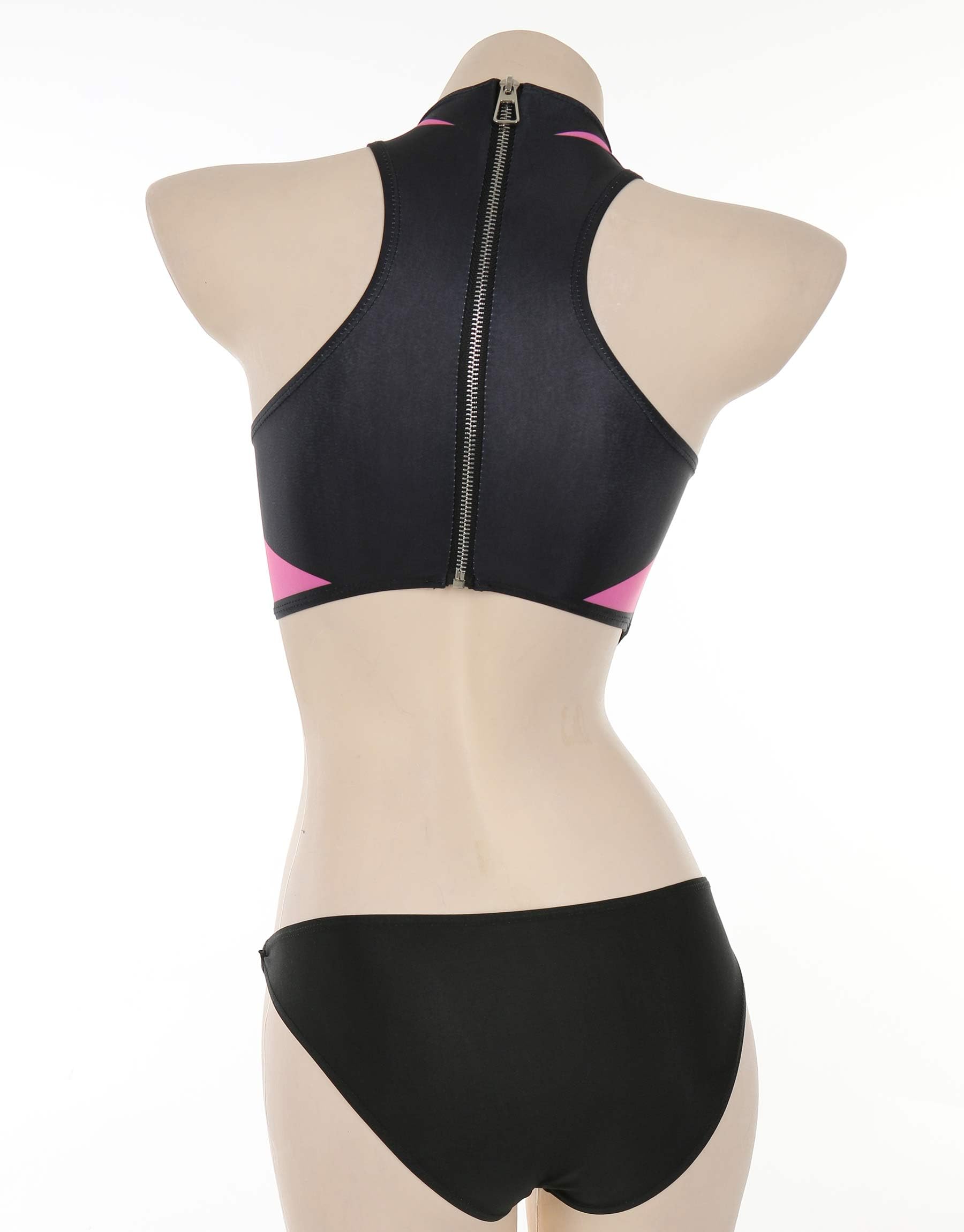 MEOWCOS Gothic One Piece Swimsuit for Women - Black & Pink Cutout Bathing Suit with Shrug Cover Up | Sexy Swimwear for Beach, Pool Party & Summer Vacation