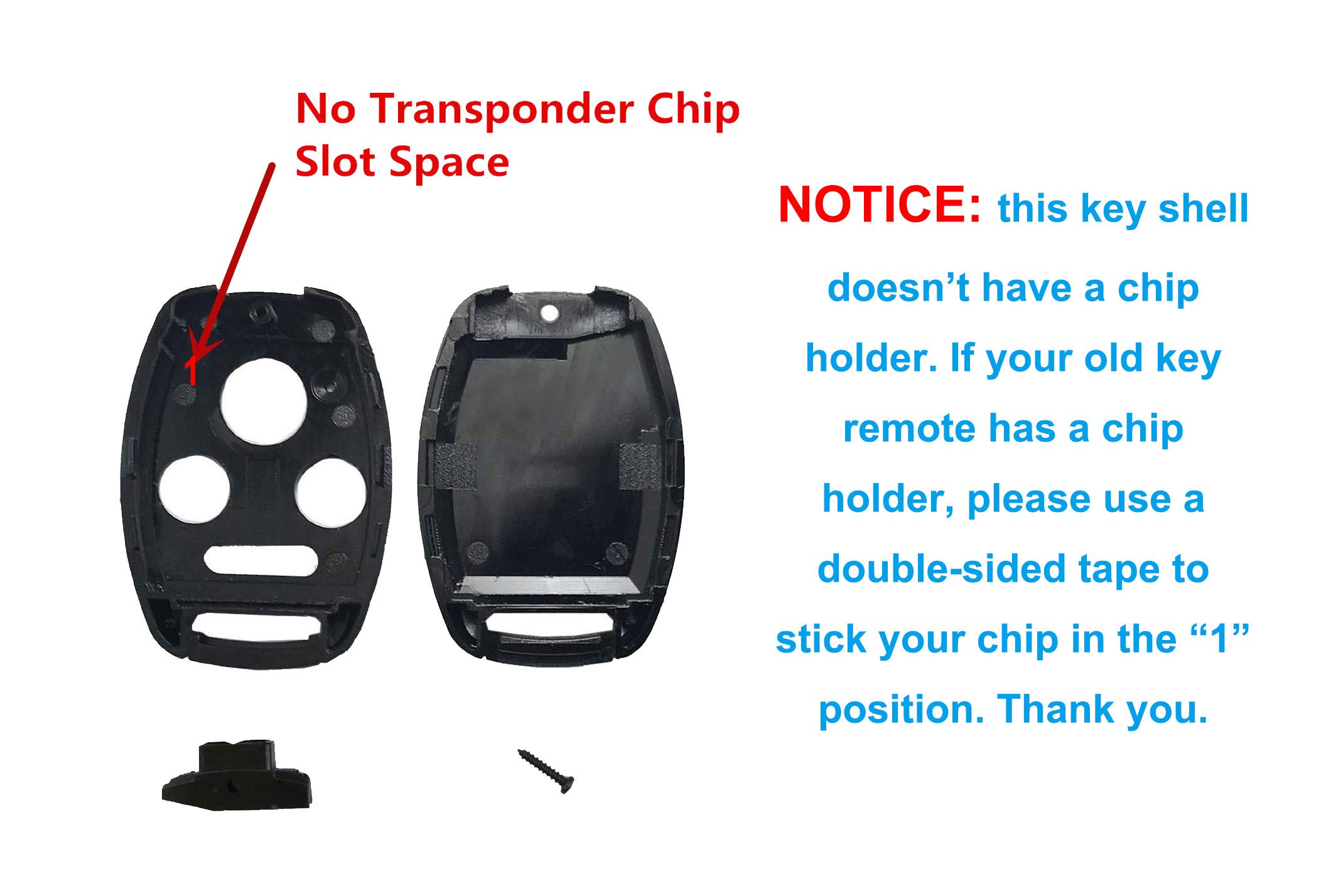 Premium Key Fob Cover Case for Honda Accord 2003-2012, Civic EX 2006-2013, Pilot 2009-2015, CR-V 2005-2006 - Durable Remote Key Shell Replacement (1 Black + 1 Blue) - Perfect for Car Key Protection & Style Upgrade