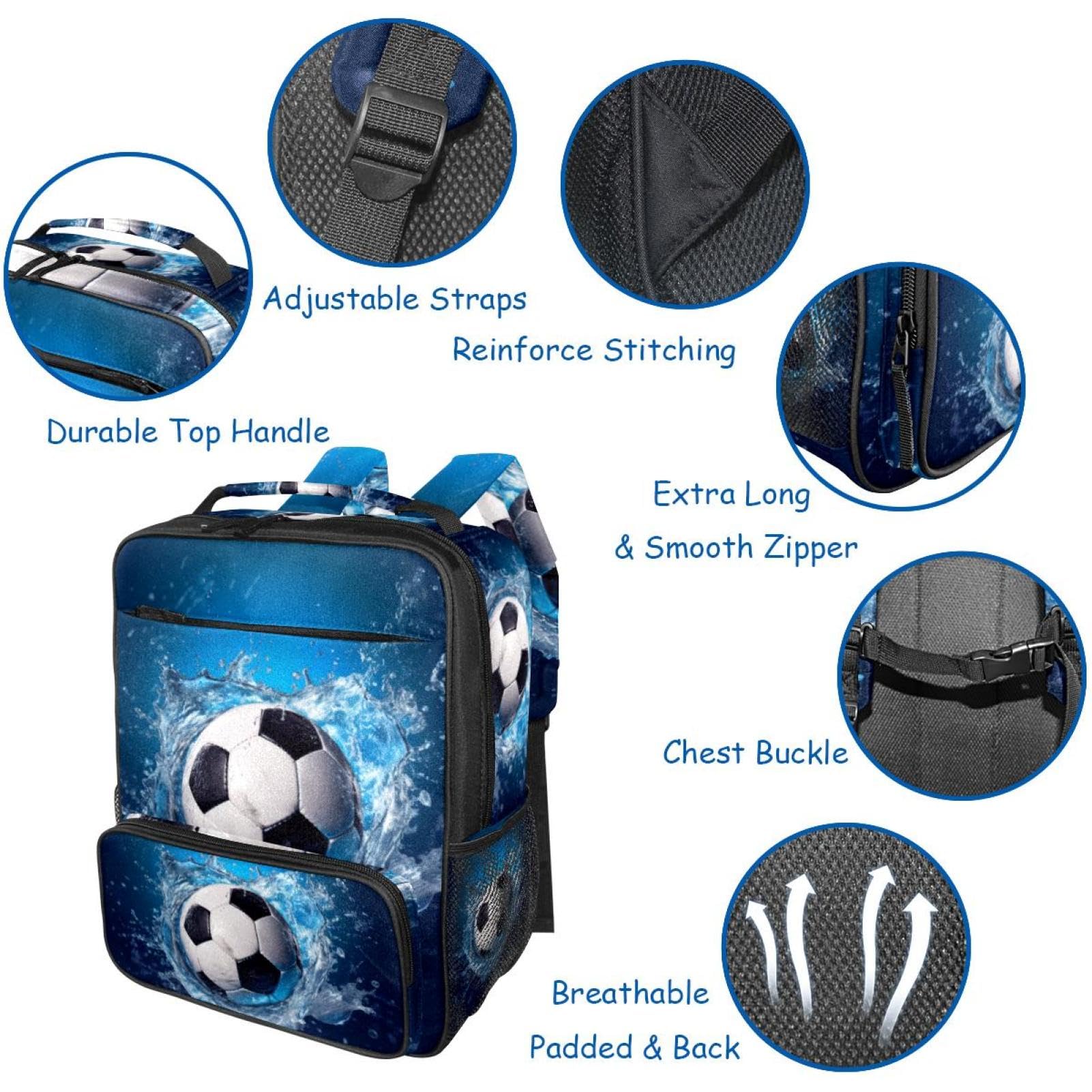 Men's & Women's Travel Backpack - Durable Blue Ocean Football Water Resistant Backpack for Hiking, Camping & Outdoor Adventures
