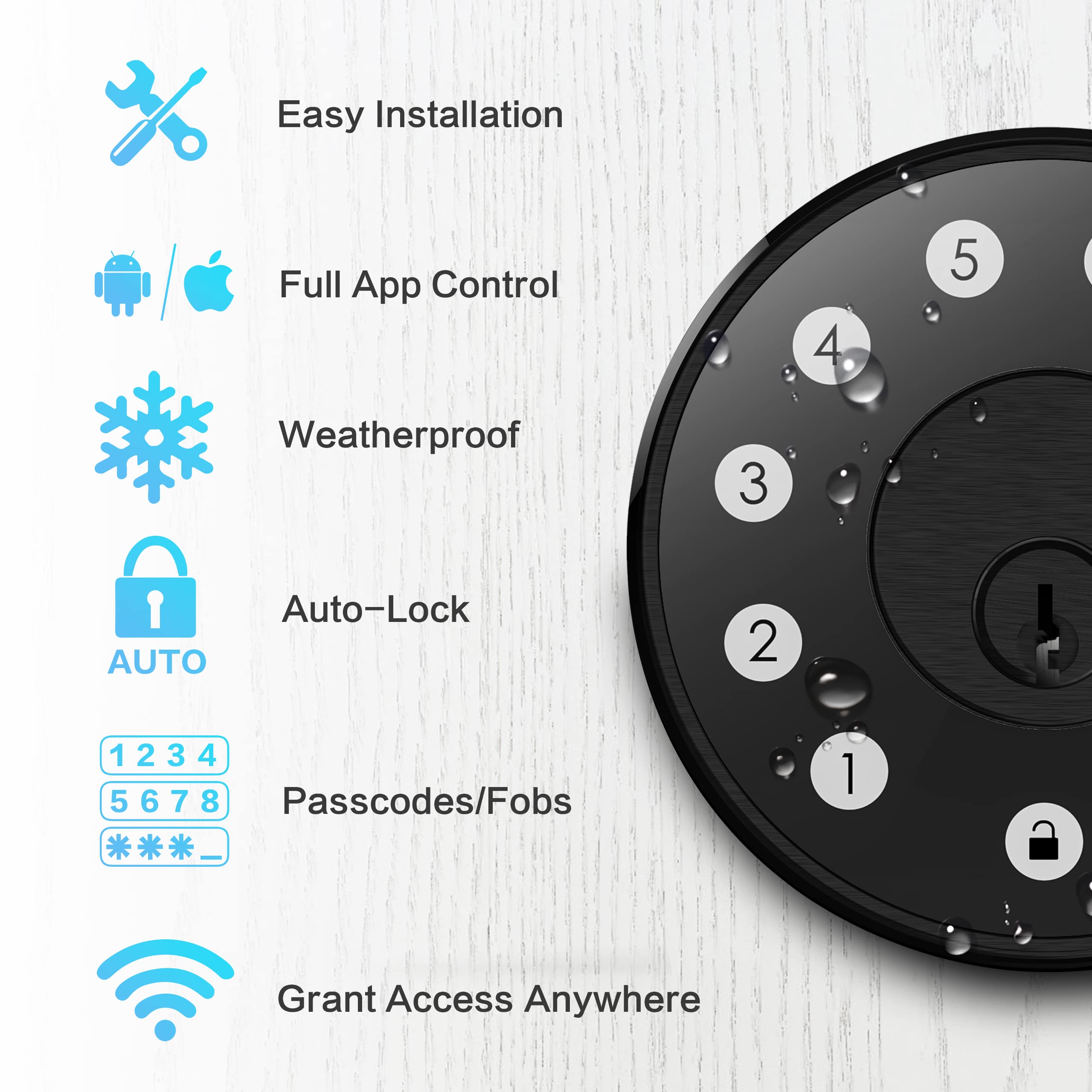 Sifely Smart Lock - Keyless Entry Deadbolt with Keypad & Fob Support | WiFi Enabled Smart Door Lock for Home Security | Perfect for Apartments, Rentals & Smart Homes
