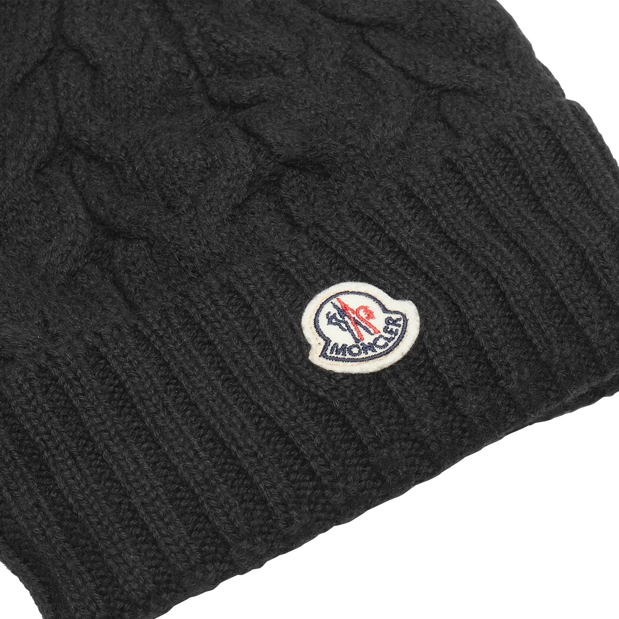 Moncler Logo Patch Kids Beanie - Preowned Luxury Winter Hat for Boys & Girls - Perfect for Cold Weather & Outdoor Activities