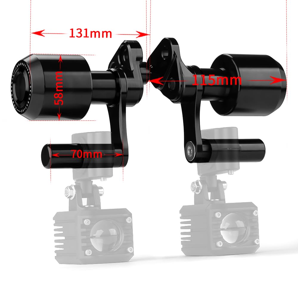 BMW S1000XR Motorcycle Frame Sliders (2020-2023) - Crash Protection Pads with LED Spotlight Bracket | Anti-Collision & Drop Protection | Durable Black Accessories for Adventure Riding & Urban Commuting