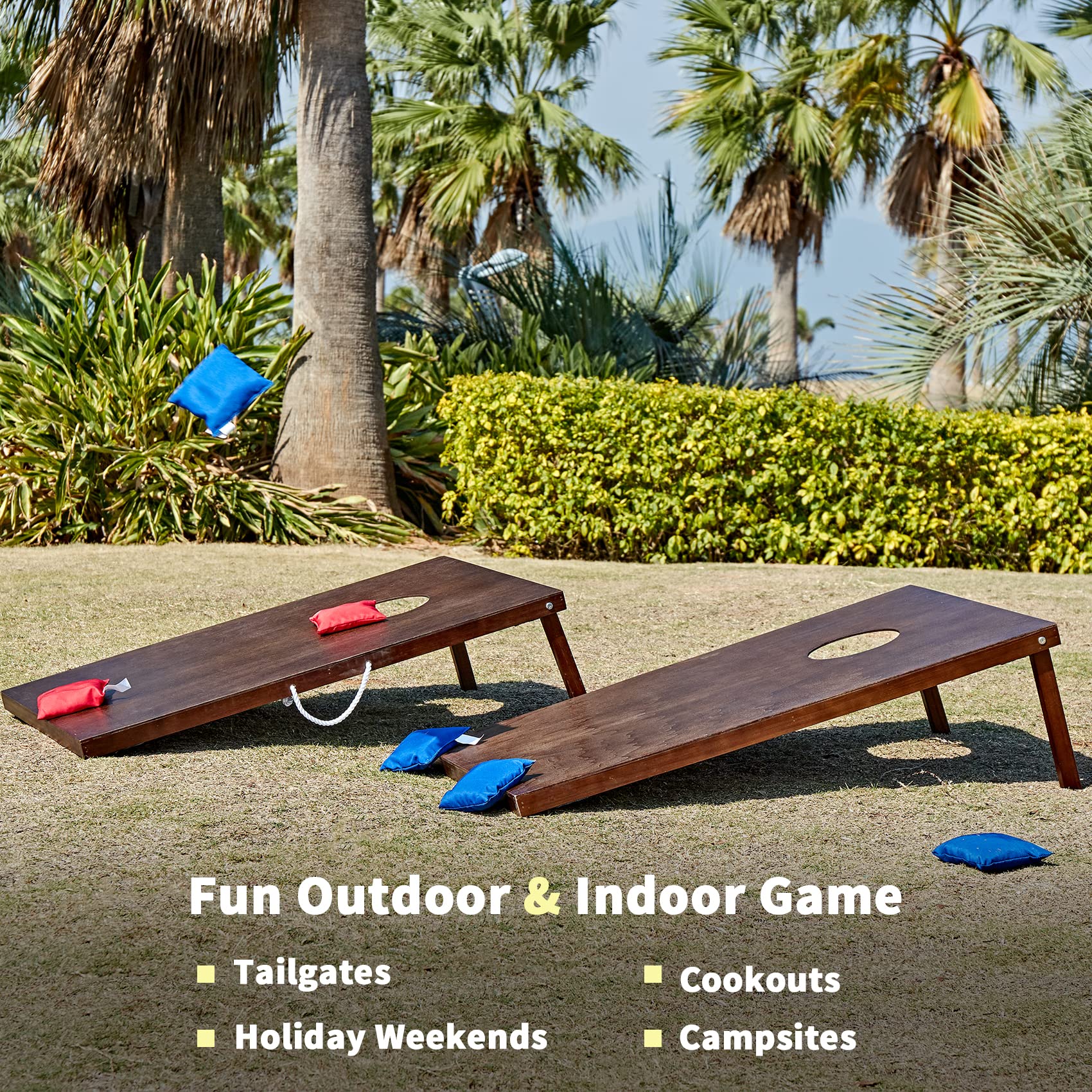 Premium Wooden Cornhole Game Set - 3x2FT & 4x2FT Boards with 8 Bean Bags & Carry Case - Portable Outdoor Lawn Game for Backyard, Tailgating, Beach, and Camping Parties