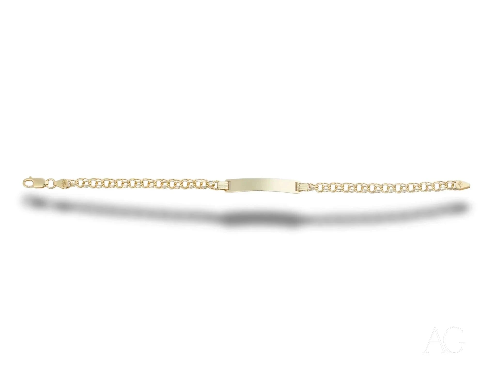 18K Gold Kids ID Bracelet - Double Link Chain, Elegant & Customizable Name Jewelry for Boys & Girls - Perfect for Birthdays, Gifts & Special Occasions