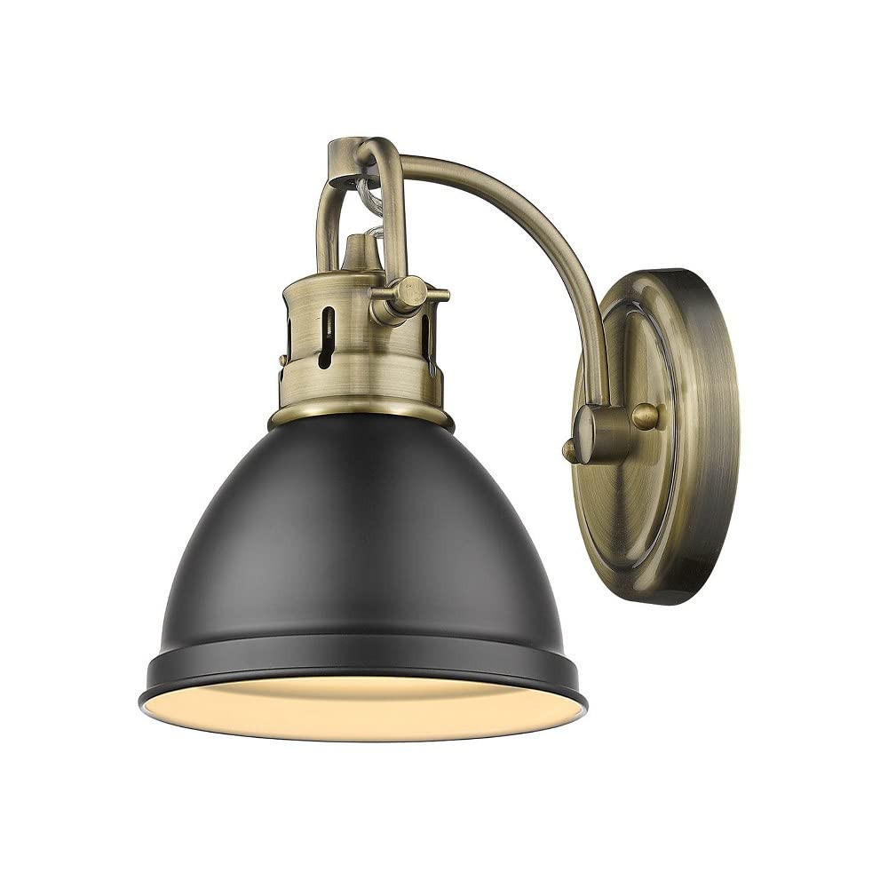 Classic Chrome Vanity Light with Black Shade - 8.5