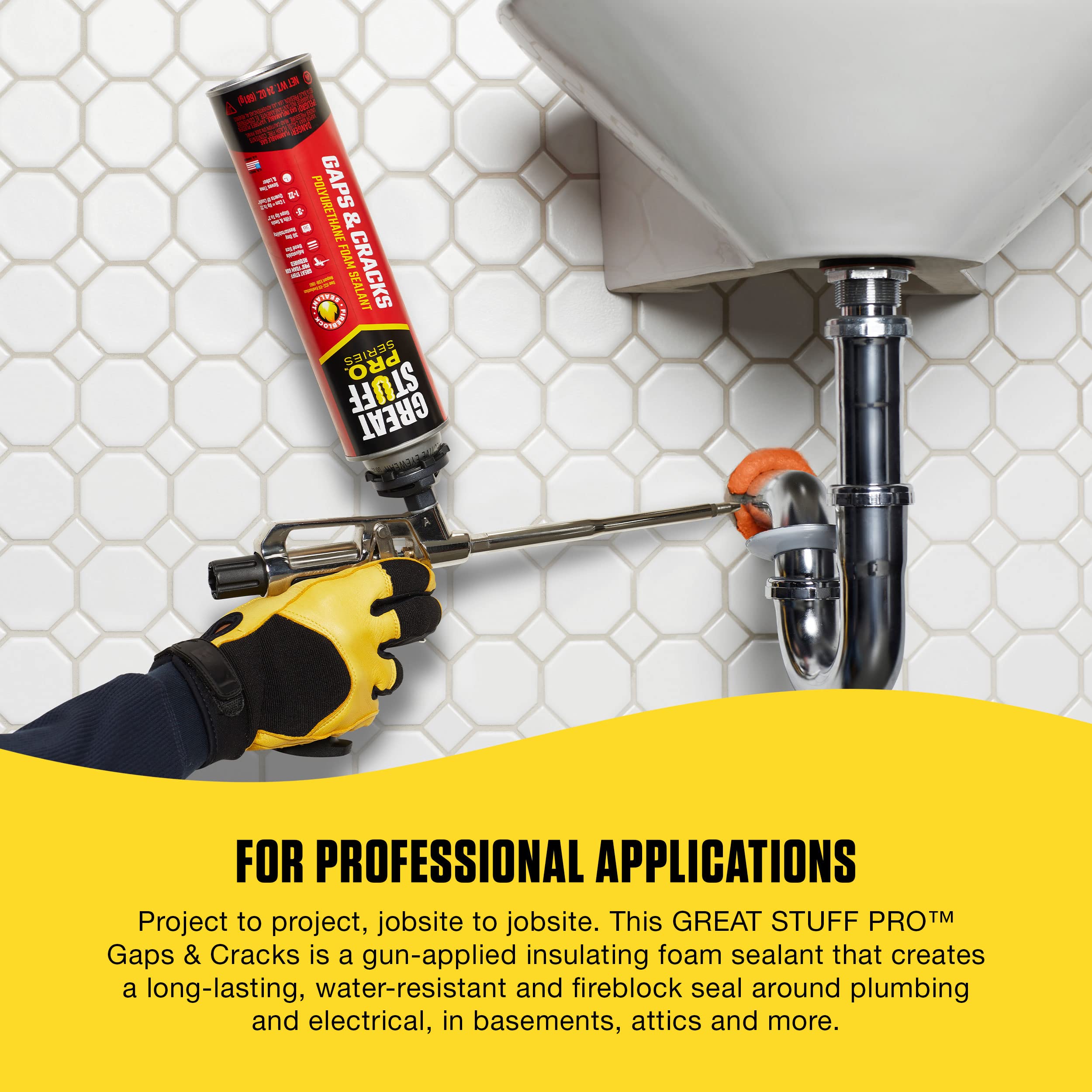 Great Stuff PRO Gaps & Cracks 24 oz Gun-Applied Insulating Foam Sealant (12 Pack) - Cream | High-Performance Air & Moisture Barrier for Home & Commercial Use | Ideal for Sealing Gaps Around Windows, Doors, Pipes & Electrical Outlets
